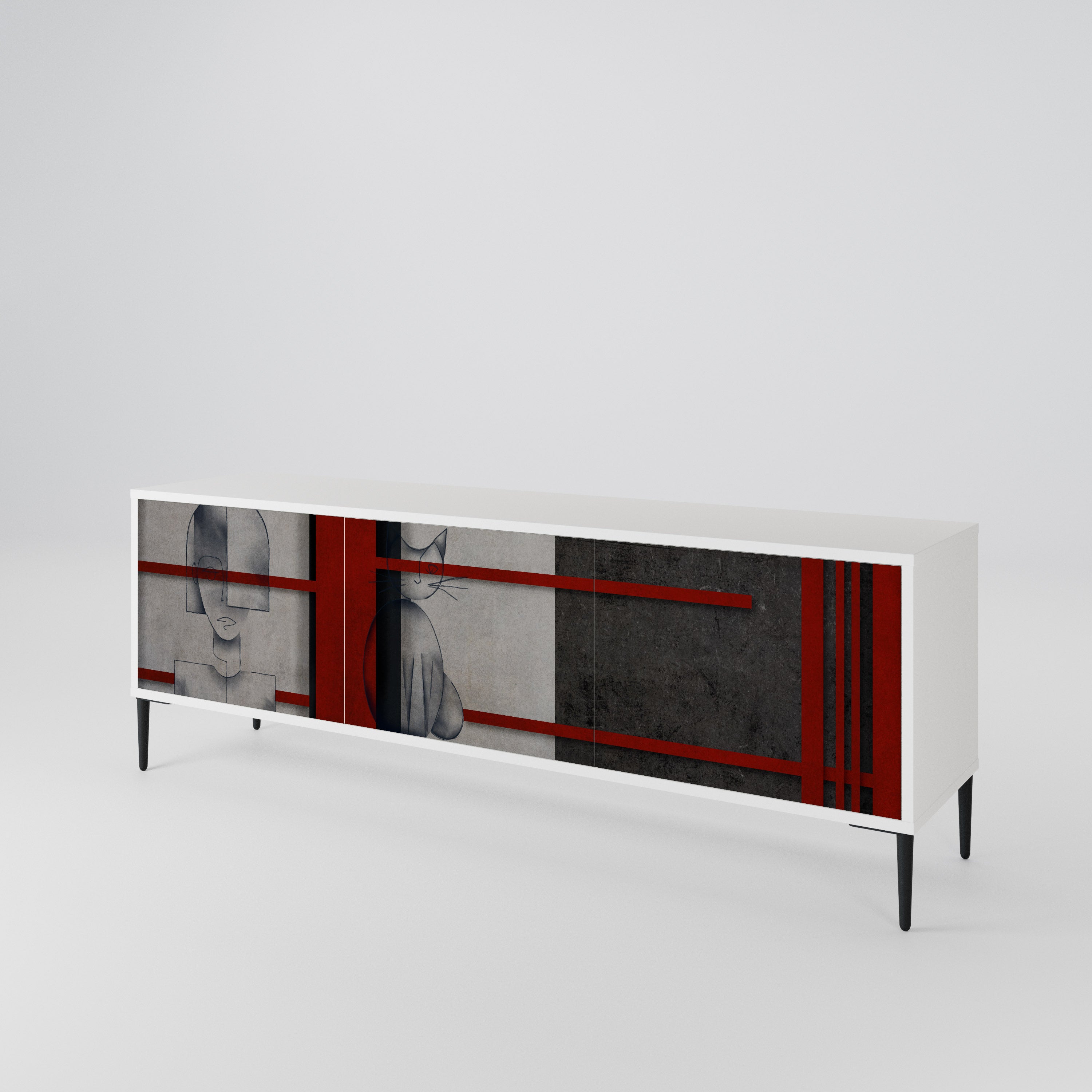 GRAY FIGURES Mueble de TV de 3 Puertas