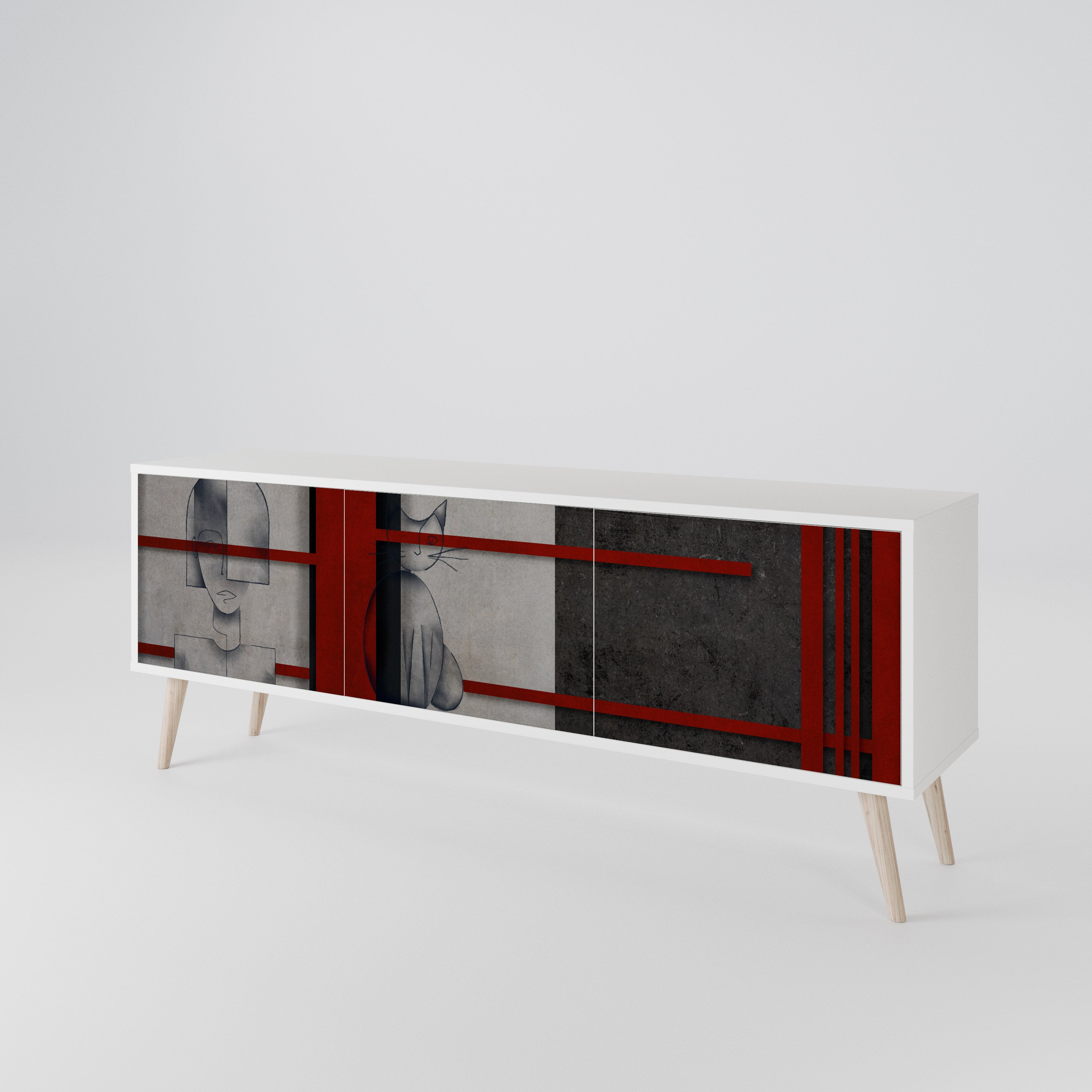 GRAY FIGURES Mueble de TV de 3 Puertas