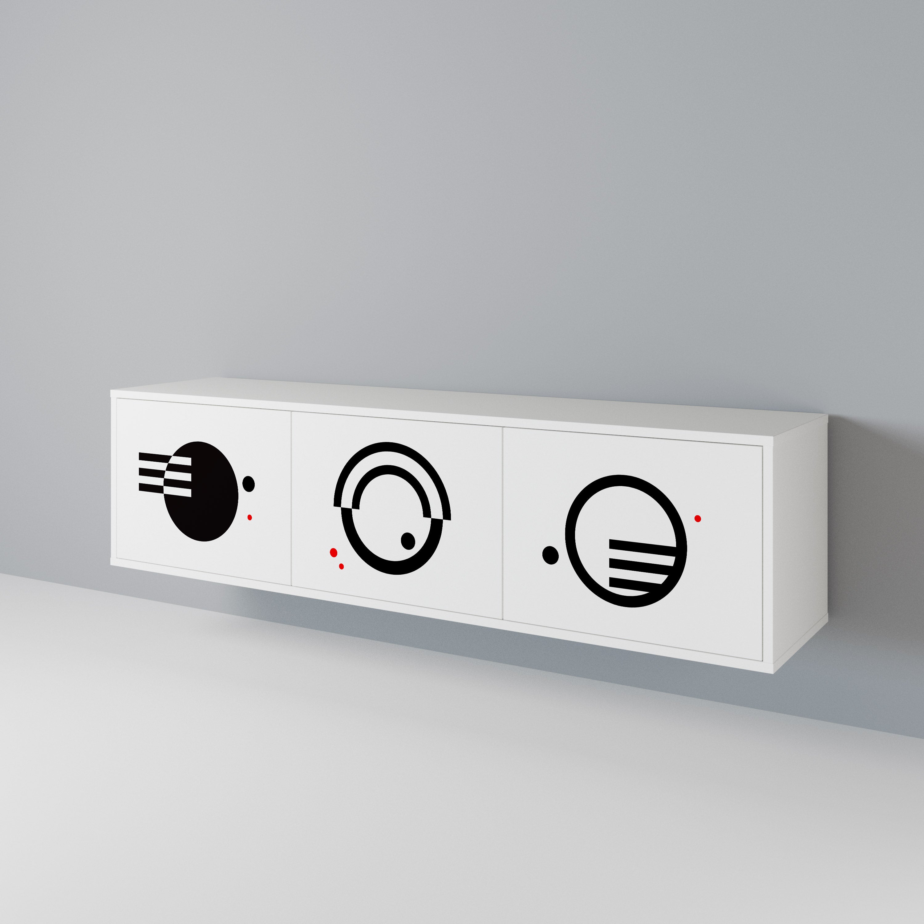 BLACK AND WHITE COMBINATION Mueble de TV de 3 Puertas