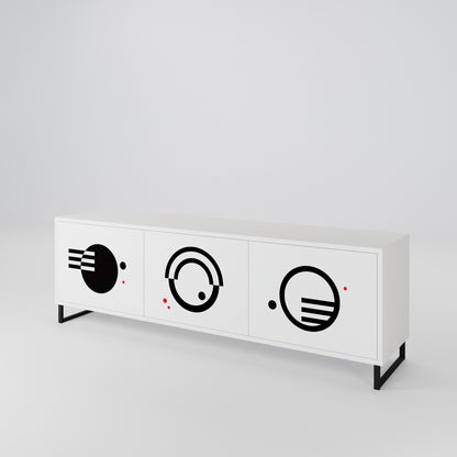 BLACK AND WHITE COMBINATION TV-bänk med 3 dörrar