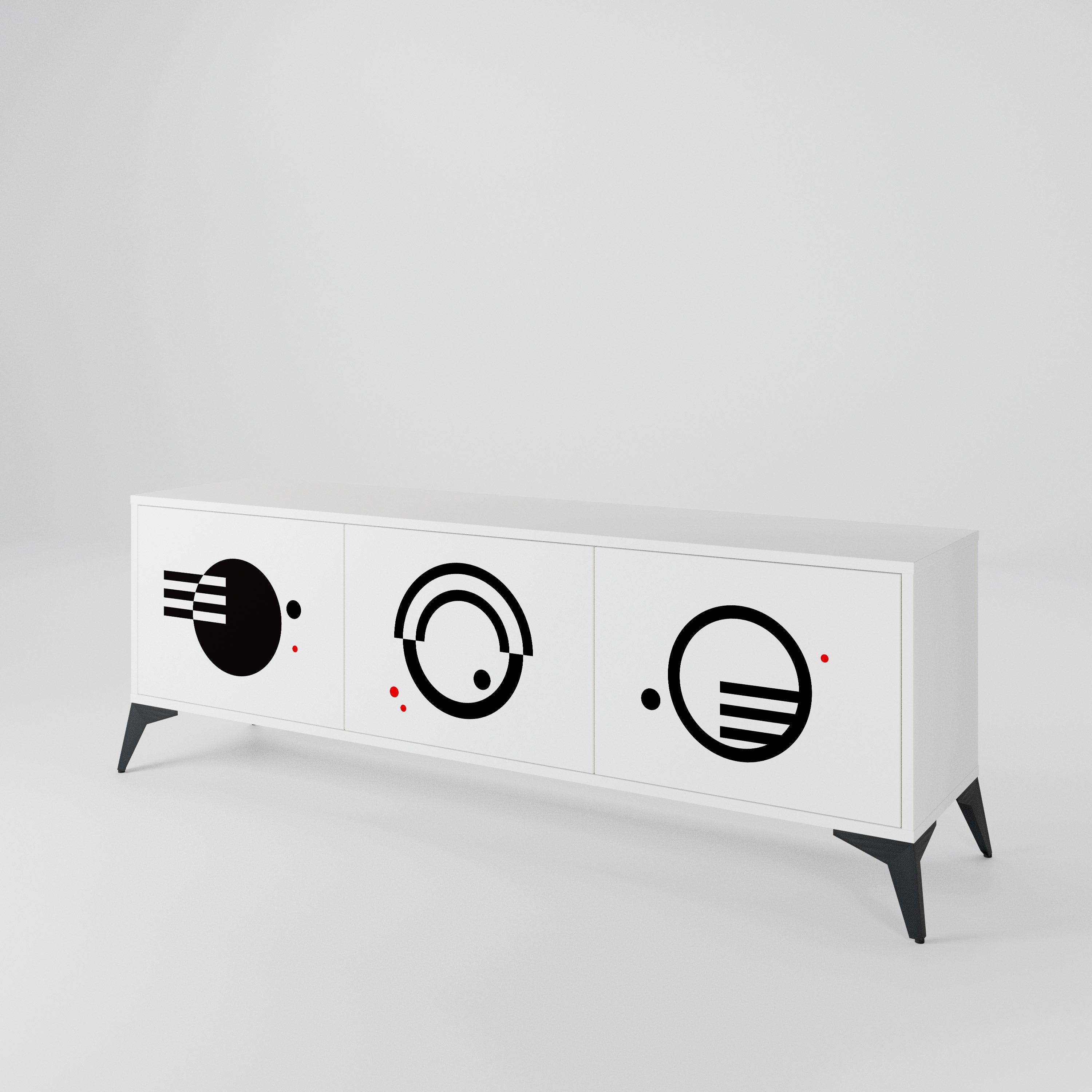 BLACK AND WHITE COMBINATION Mueble de TV de 3 Puertas