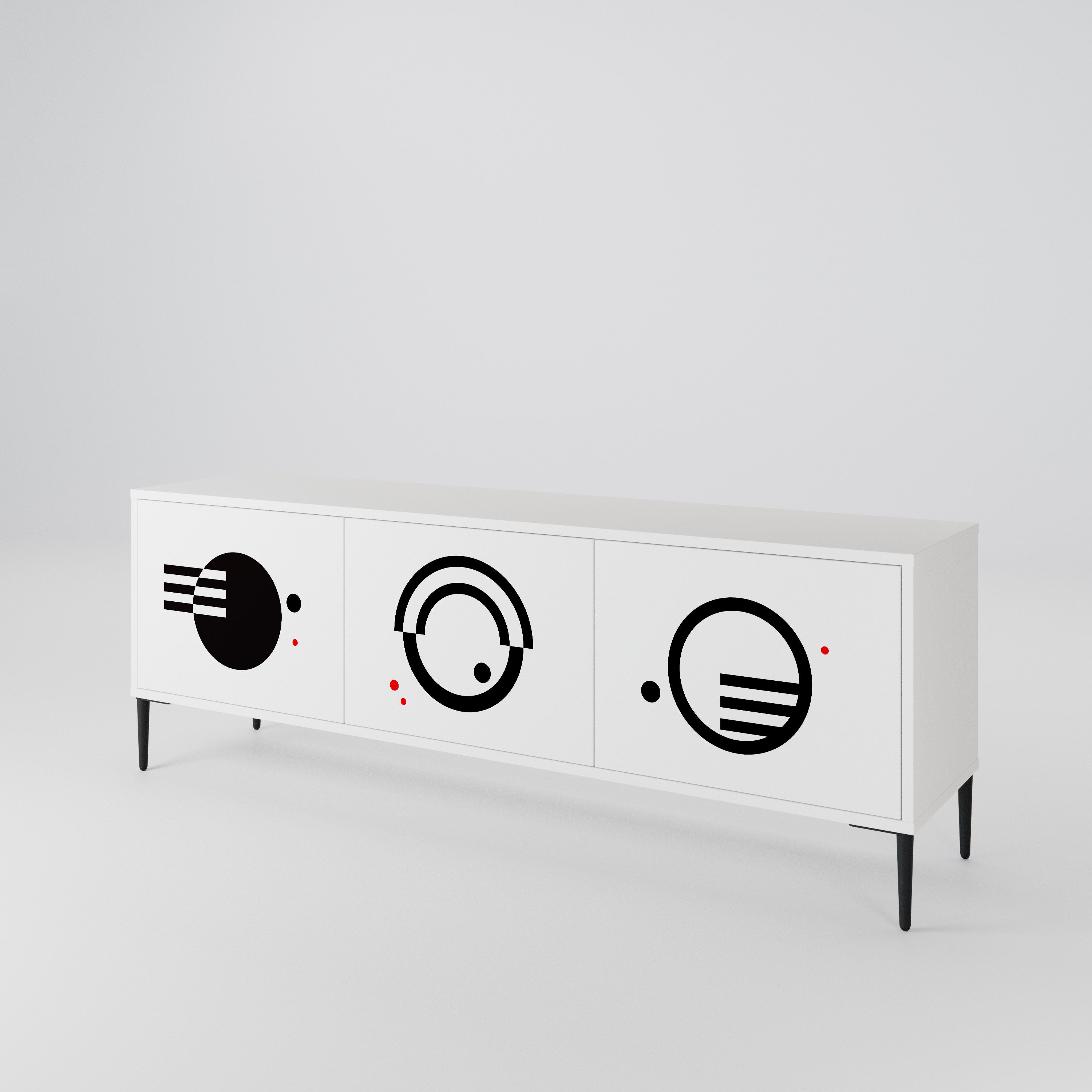 BLACK AND WHITE COMBINATION Mueble de TV de 3 Puertas