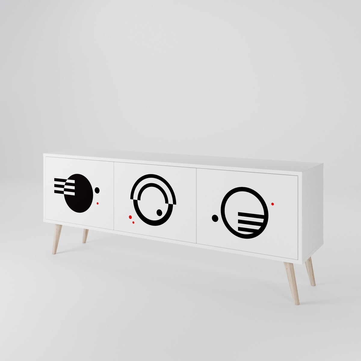 BLACK AND WHITE COMBINATION 3-Door TV Cabinet