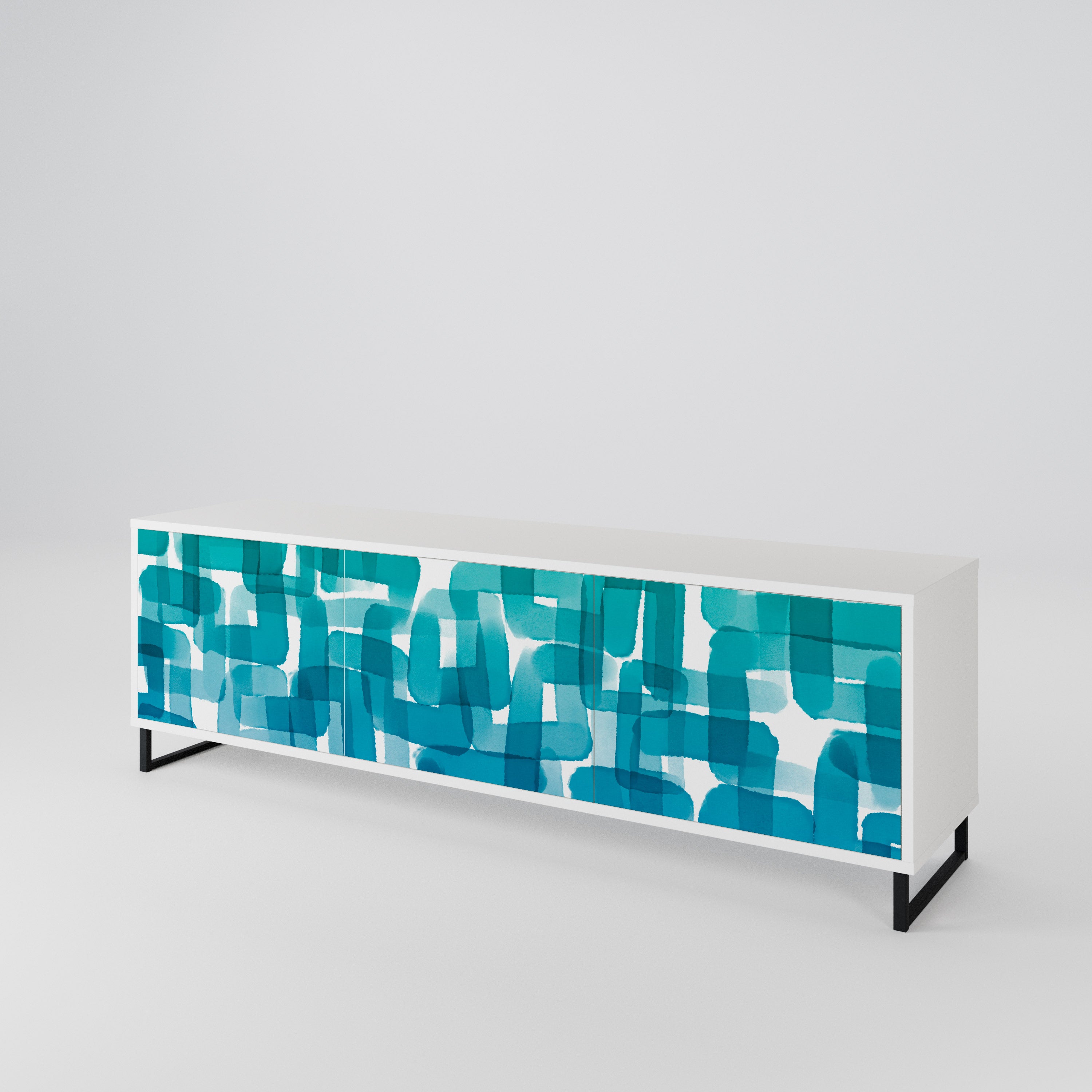TURQUOISE RECTANGLES Mueble de TV de 3 Puertas