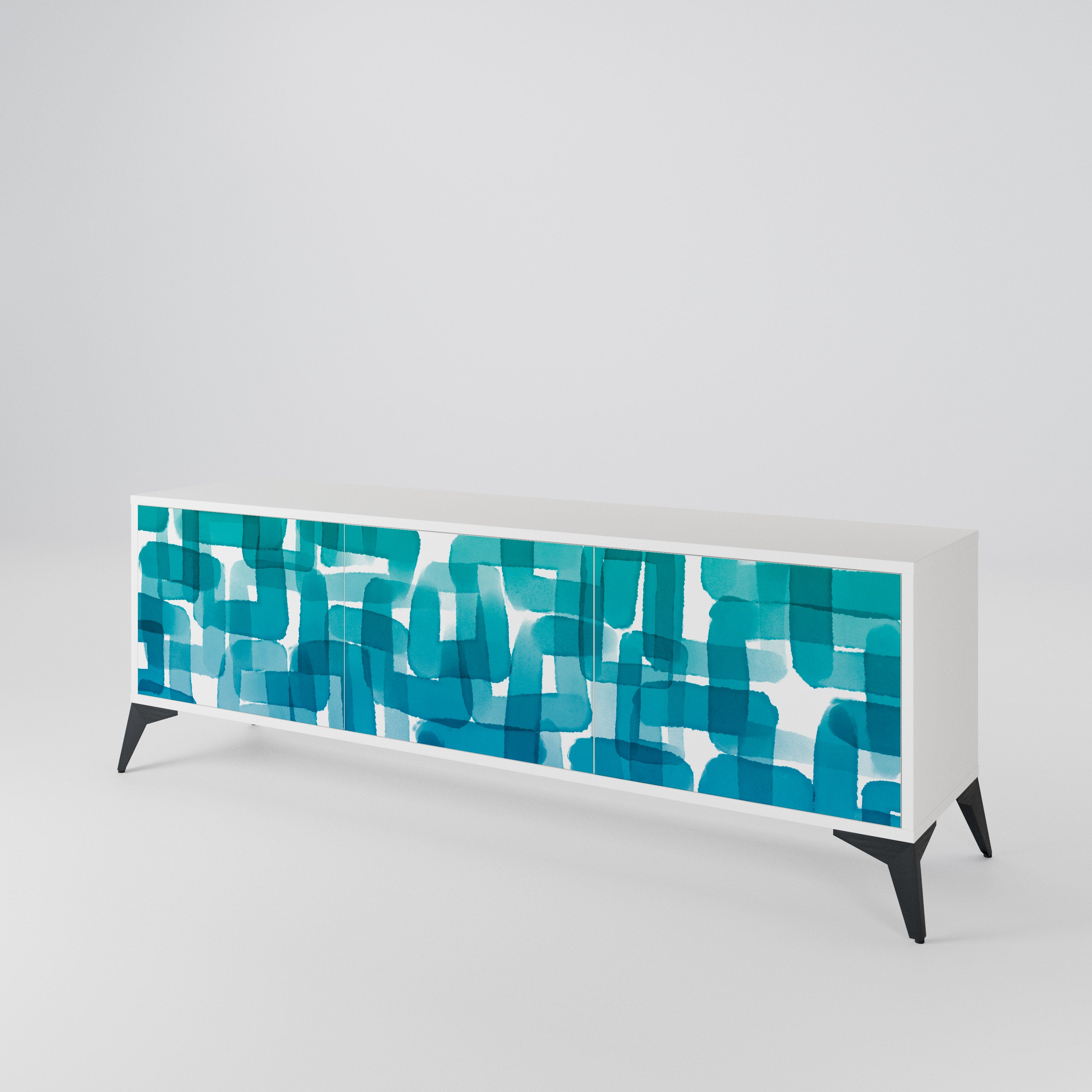 TURQUOISE RECTANGLES Mueble de TV de 3 Puertas