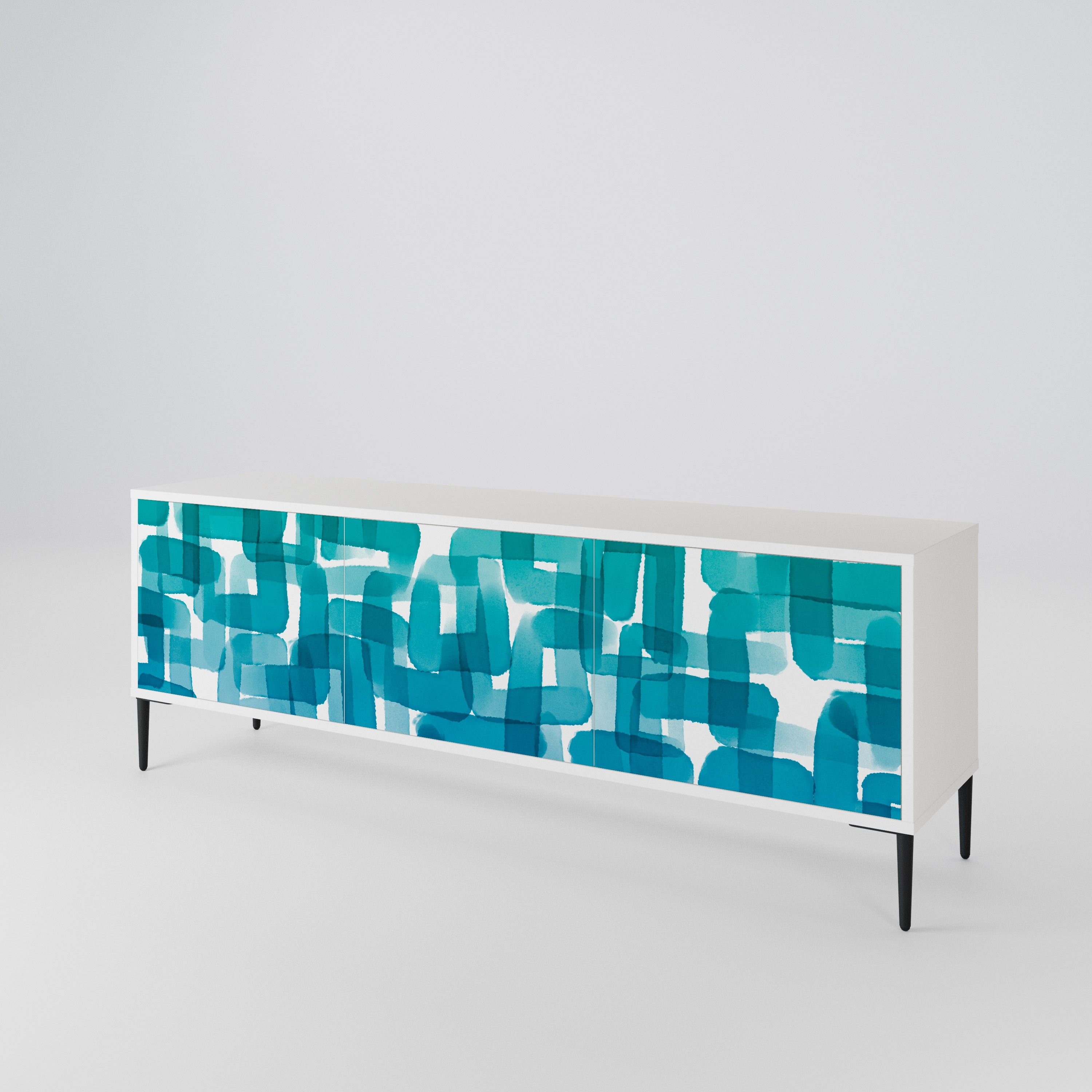 TURQUOISE RECTANGLES Mueble de TV de 3 Puertas