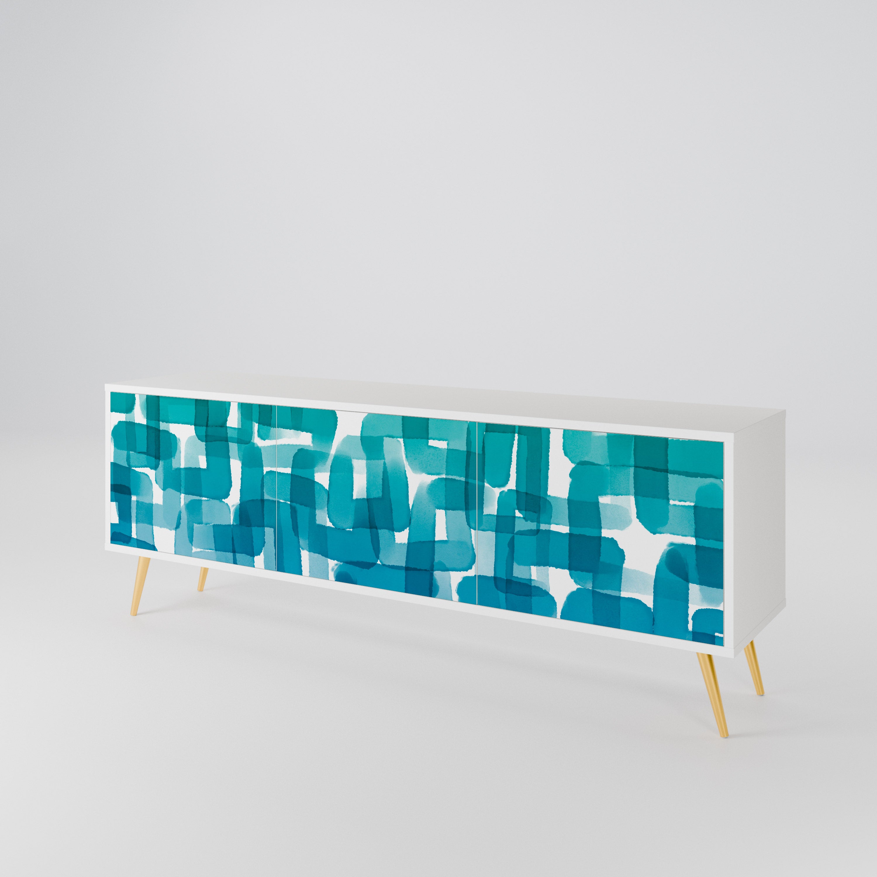 TURQUOISE RECTANGLES Mueble de TV de 3 Puertas