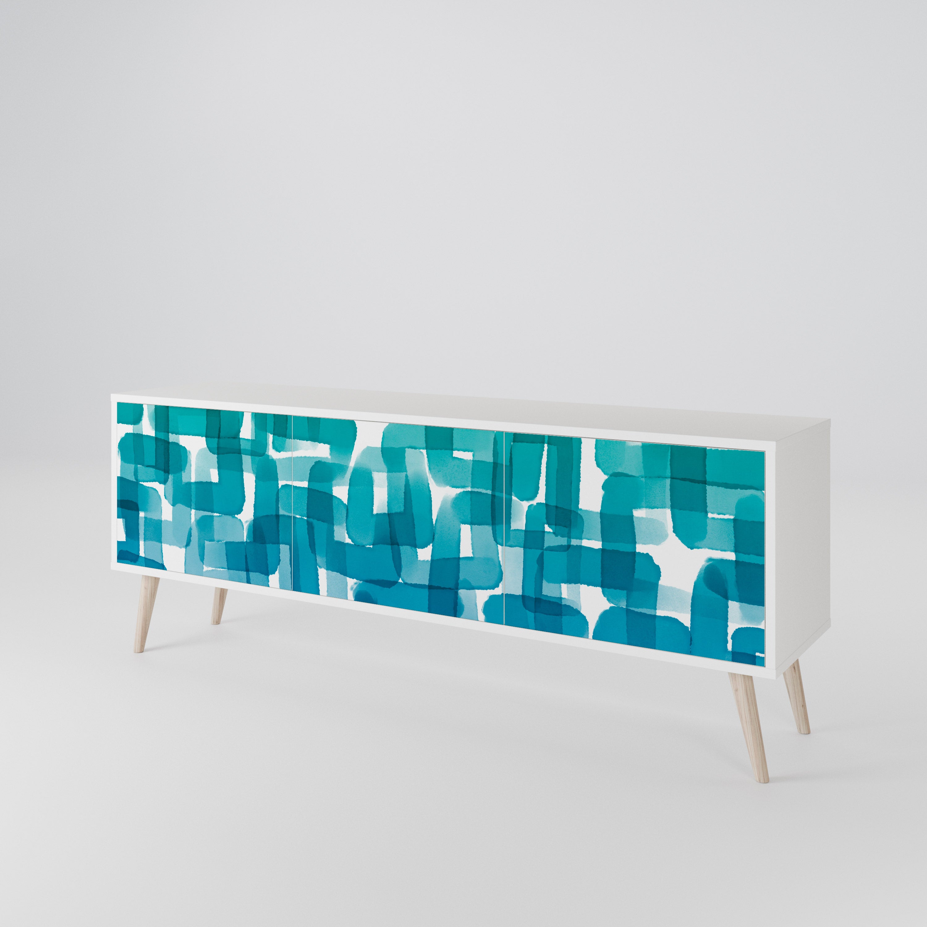 TURQUOISE RECTANGLES Mueble de TV de 3 Puertas