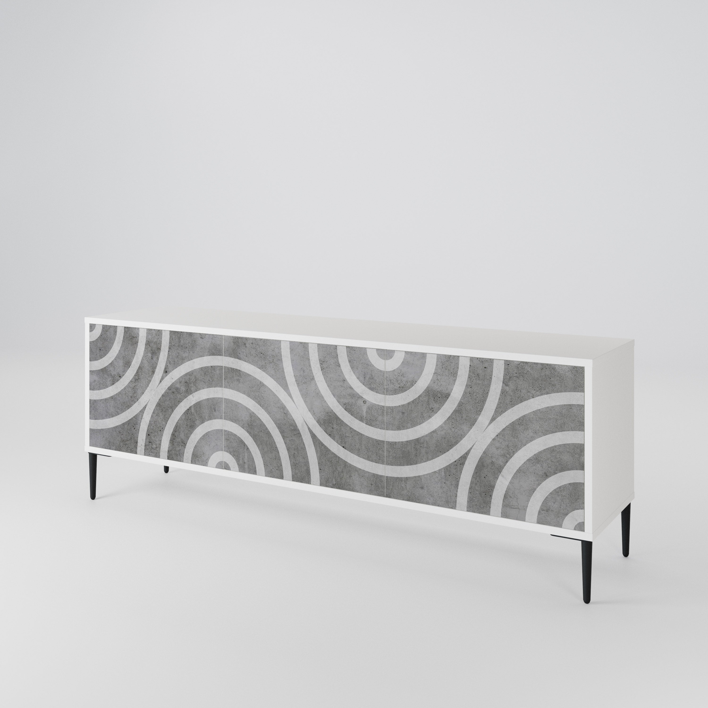 CIRCLE CONCRETE Třídveřový TV stolek