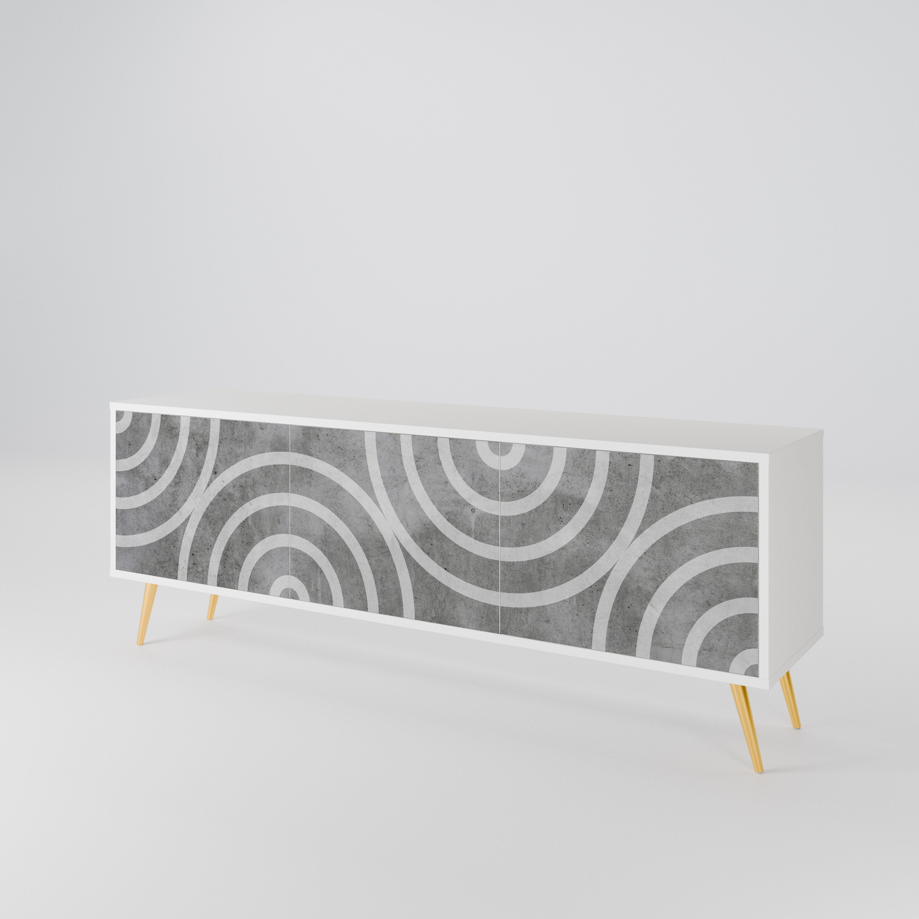 CIRCLE CONCRETE Třídveřový TV stolek