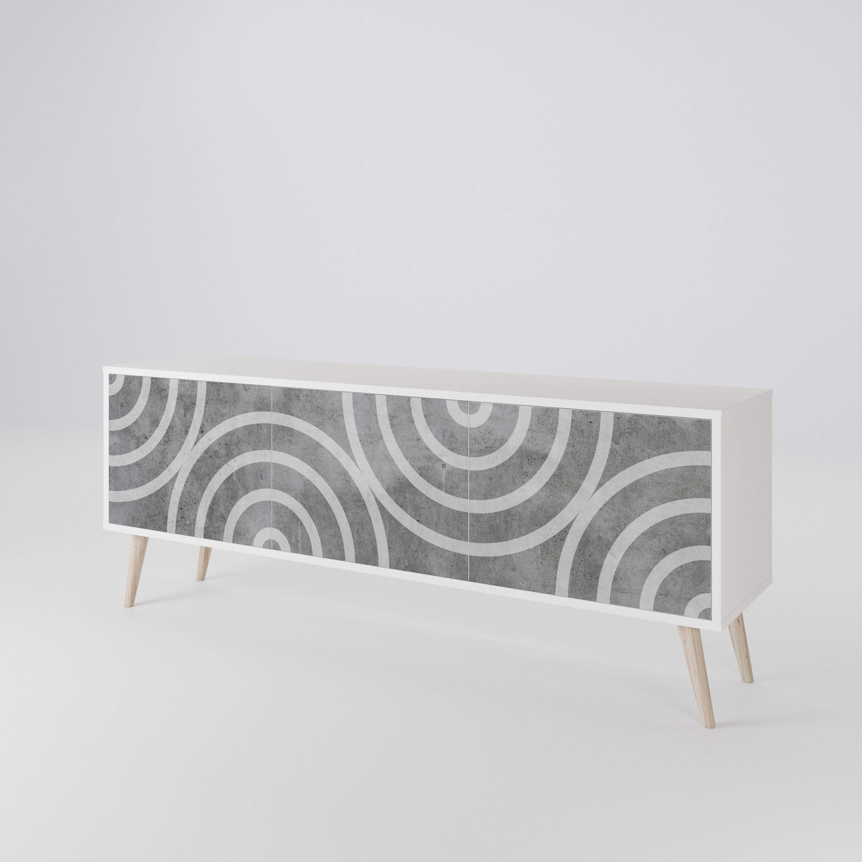 CIRCLE CONCRETE Třídveřový TV stolek