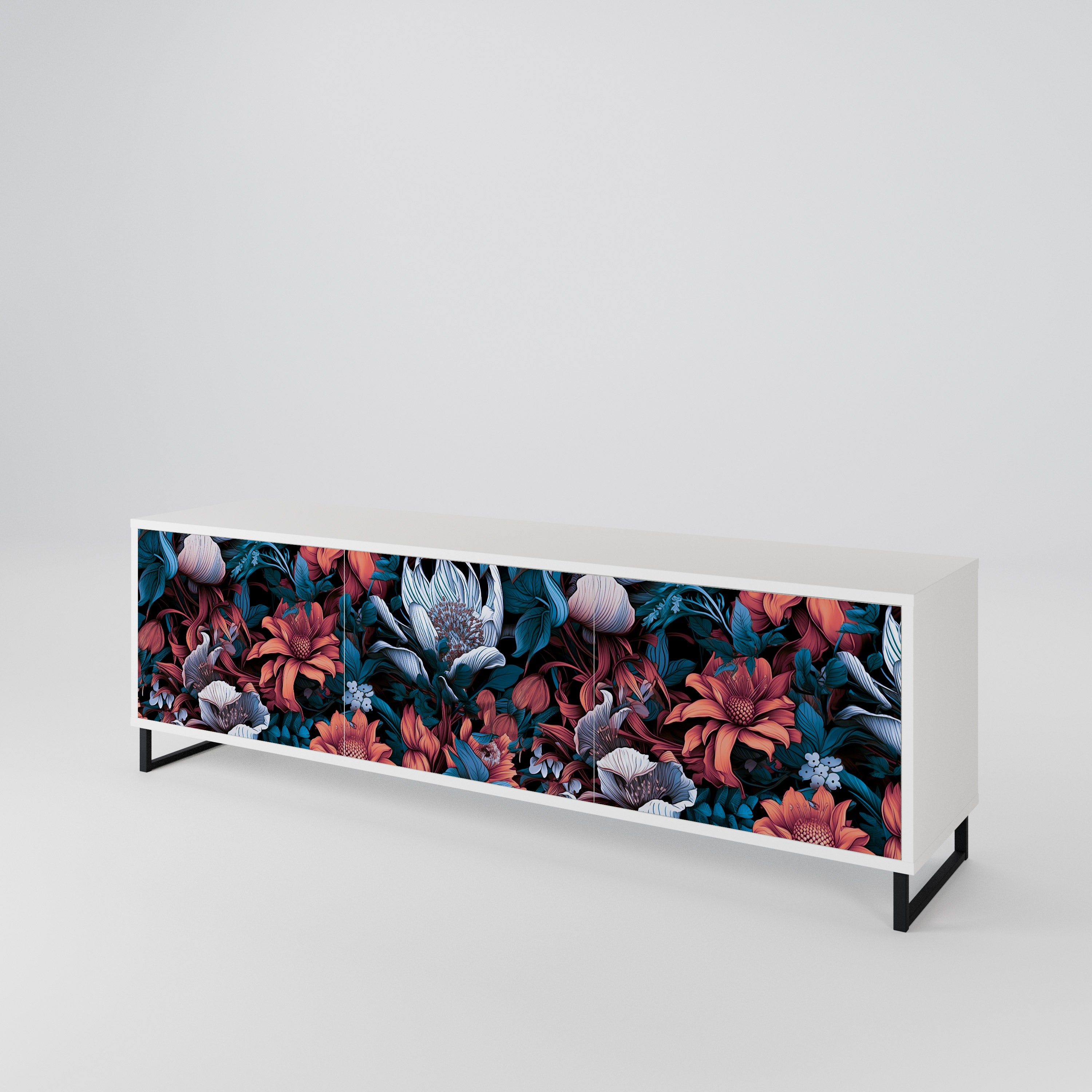 ETHEREAL BLOSSOMS Mueble de TV de 3 Puertas