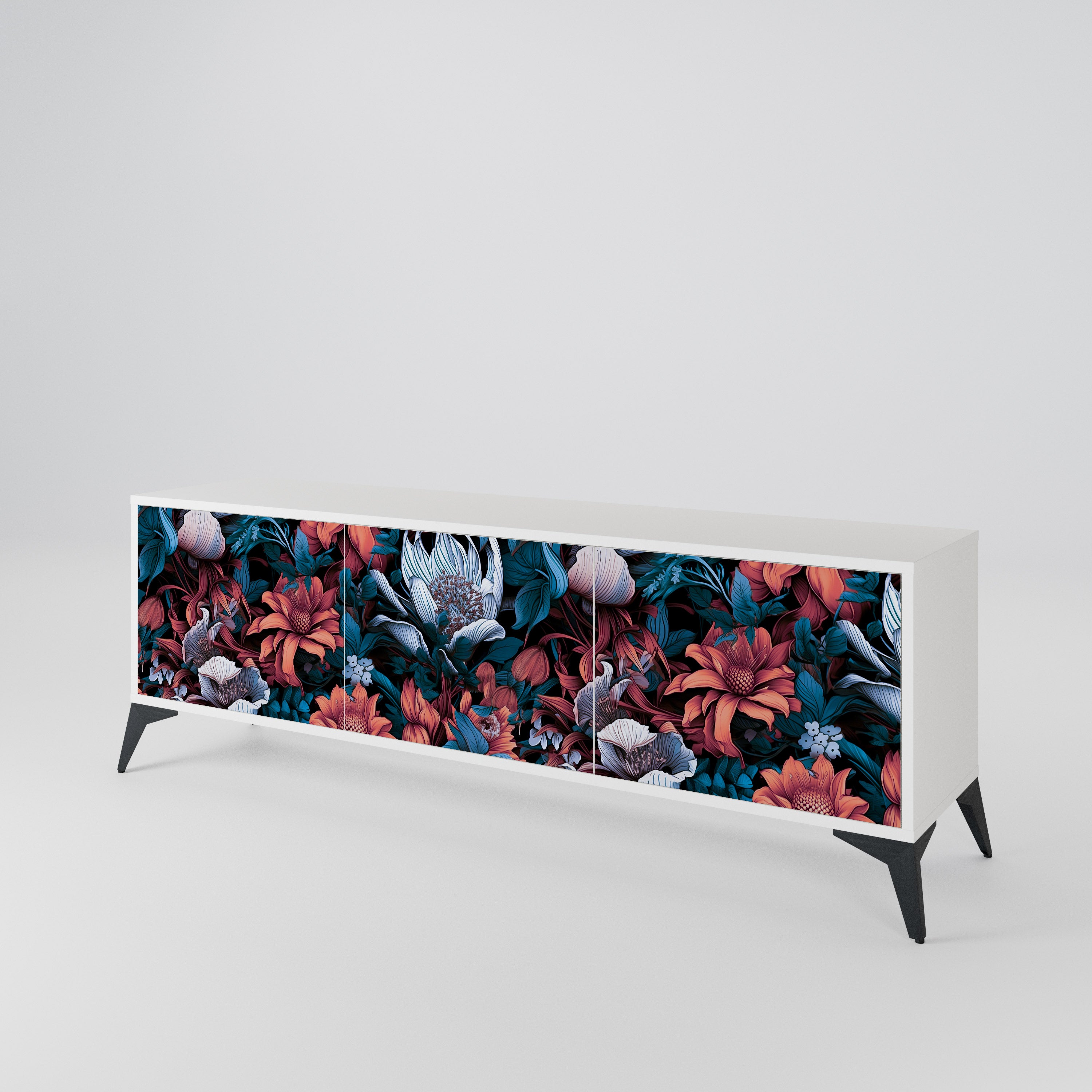 ETHEREAL BLOSSOMS Mueble de TV de 3 Puertas