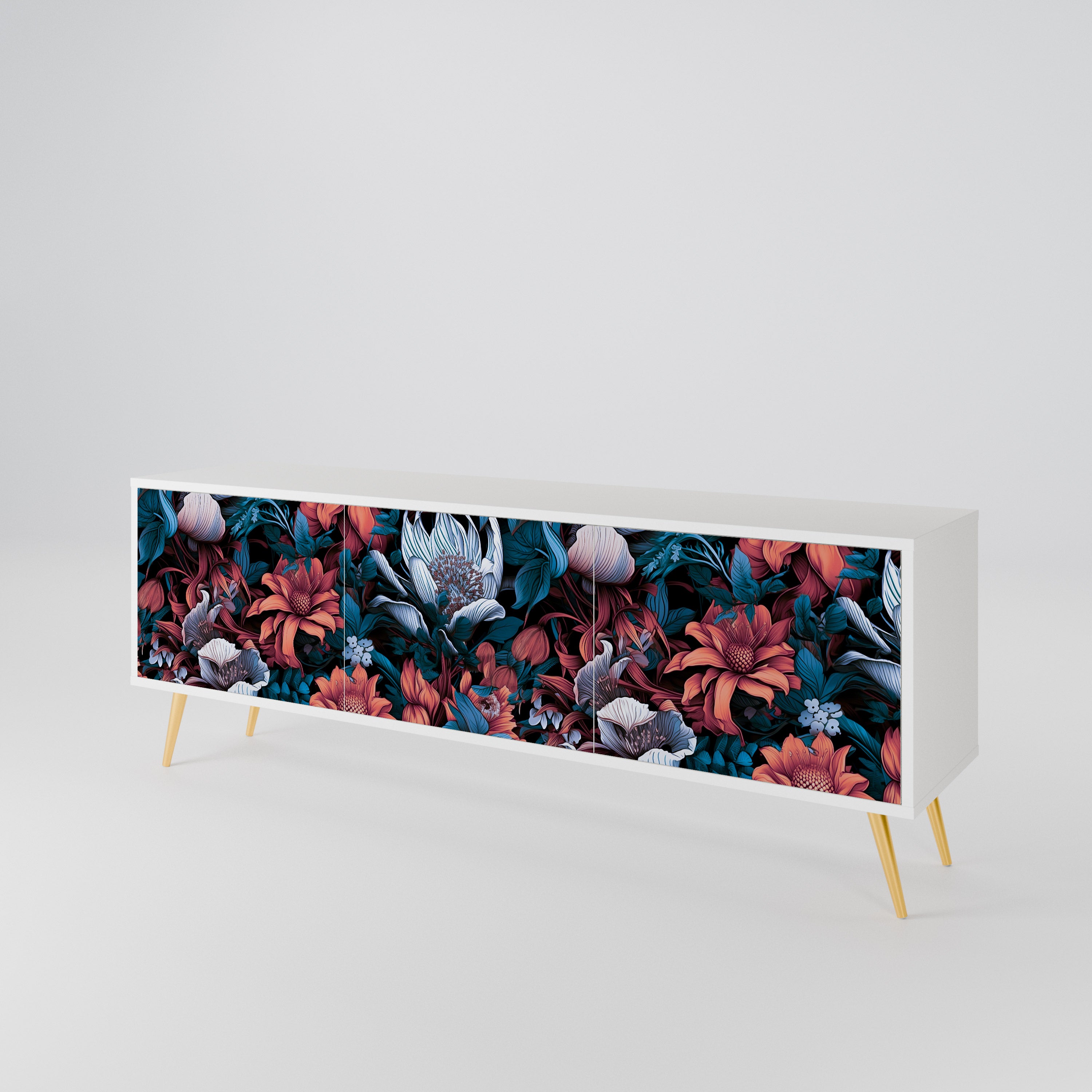 ETHEREAL BLOSSOMS Mueble de TV de 3 Puertas