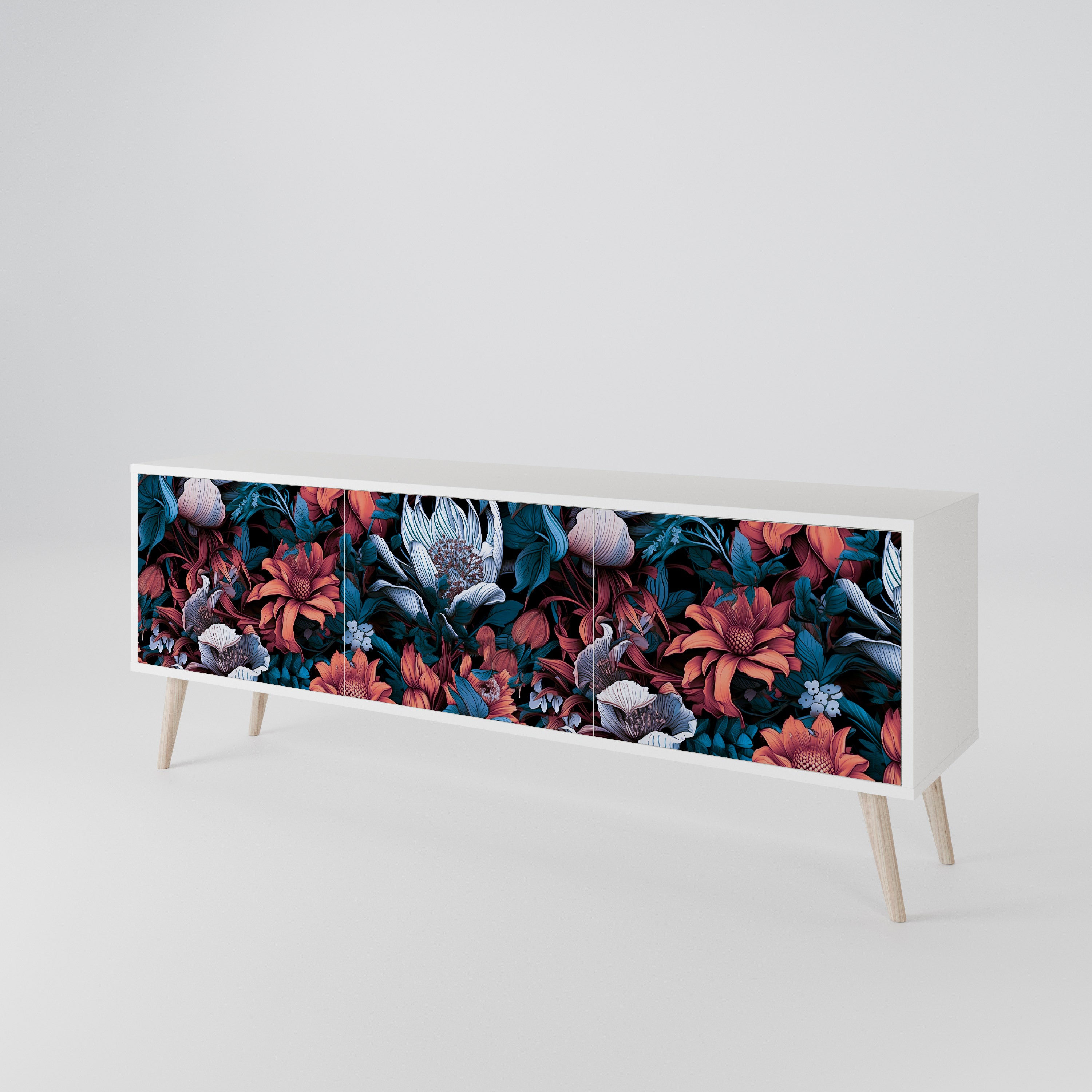 ETHEREAL BLOSSOMS Mueble de TV de 3 Puertas