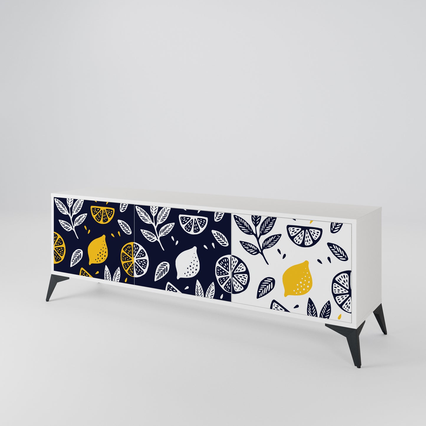 CITRUS BLACK AND WHITE Mueble de TV de 3 Puertas