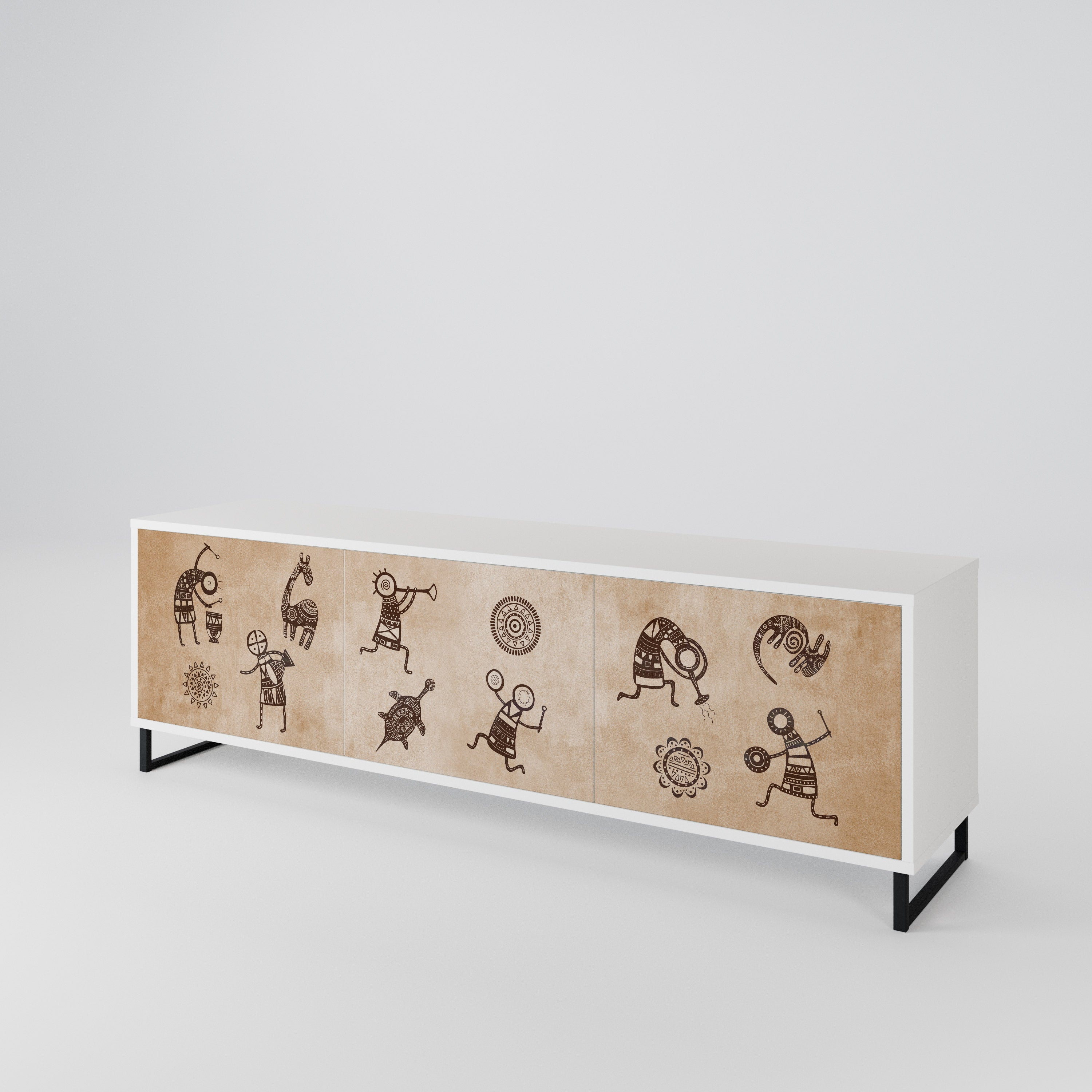 AFRICAN STYLE Třídveřový TV stolek