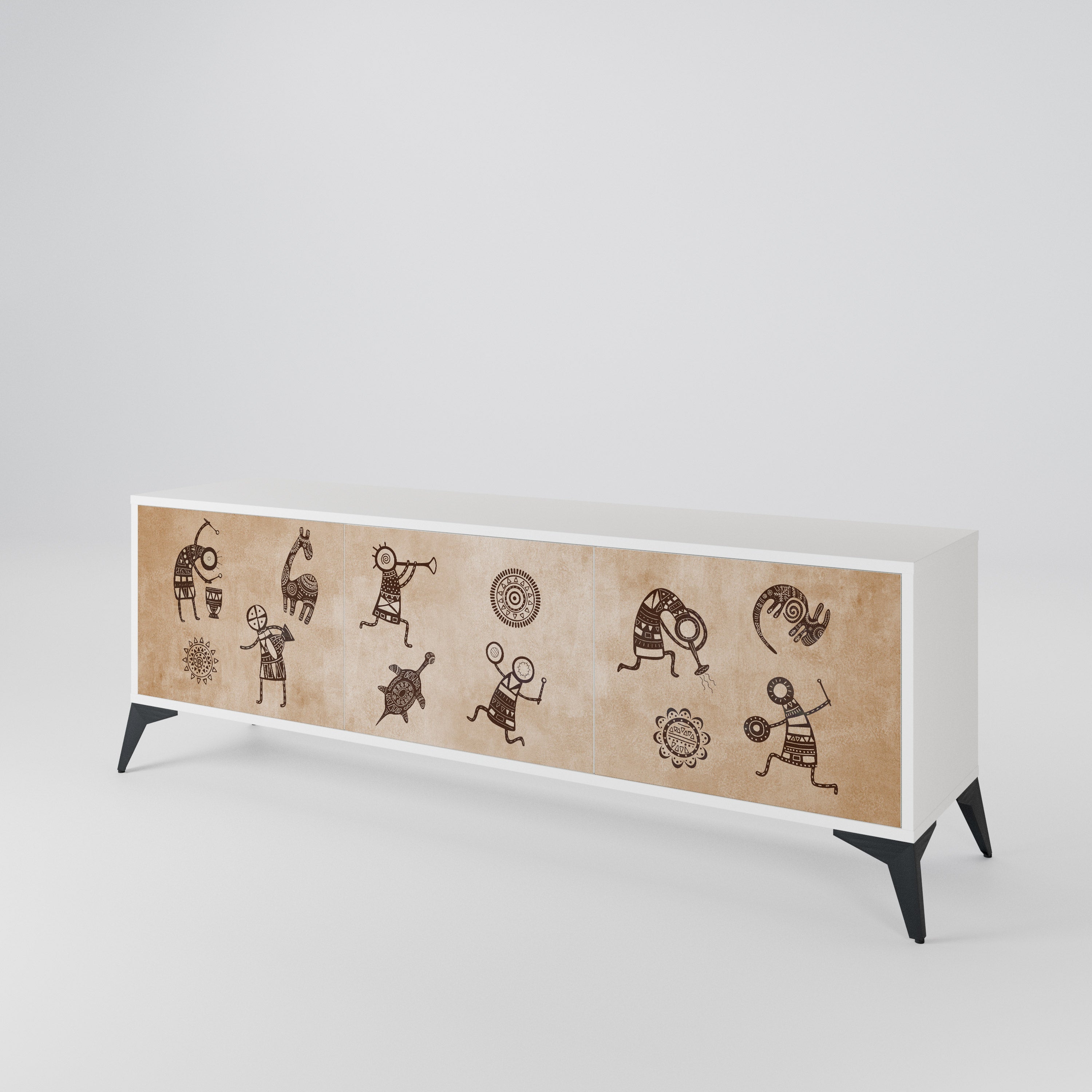 AFRICAN STYLE Třídveřový TV stolek