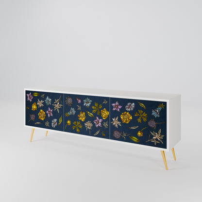 FLOWERS ON NAVY BLUE 3-türiges TV-Lowboard
