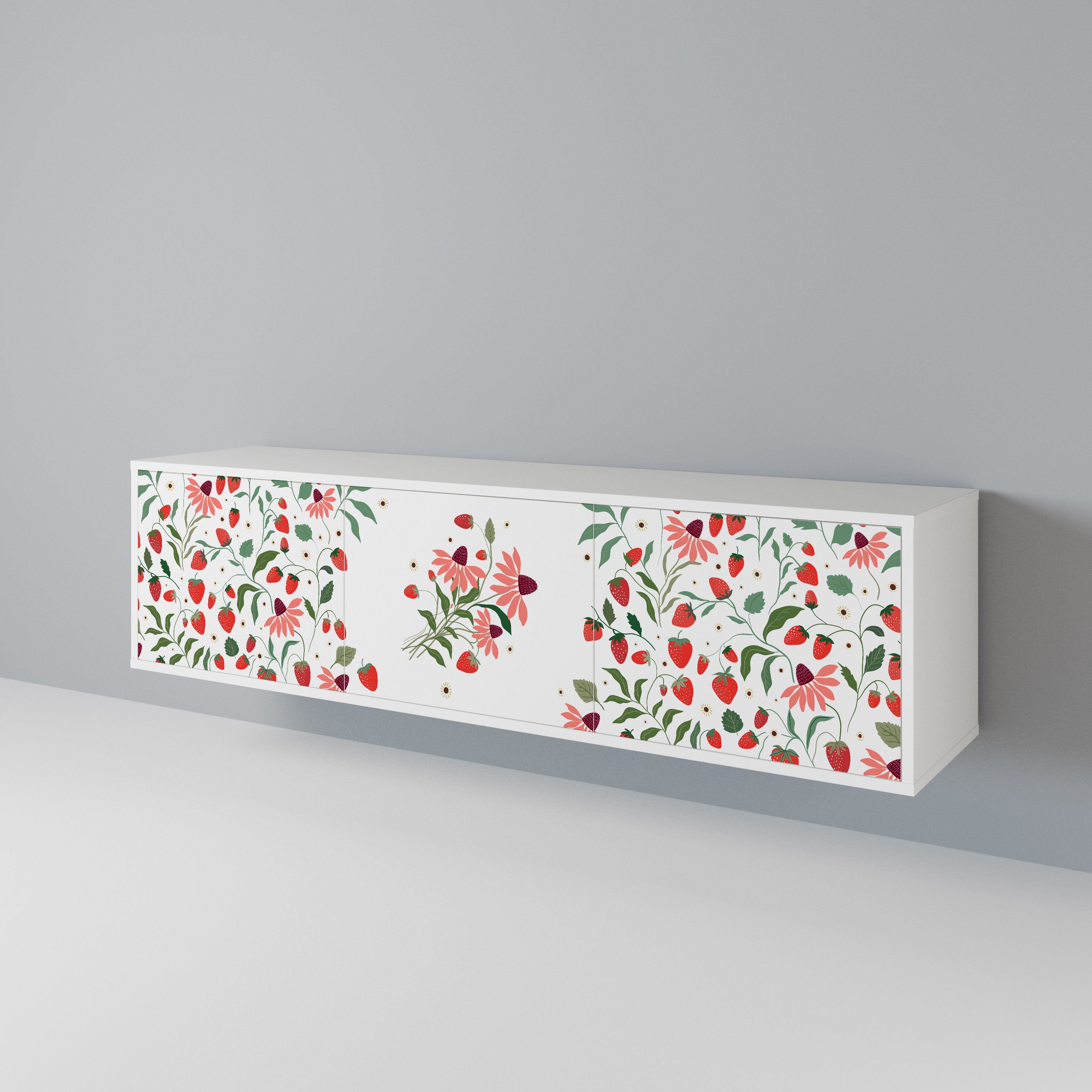 FLOWERS AND STRAWBERRIES Έπιπλο τηλεόρασης 3-θυρών