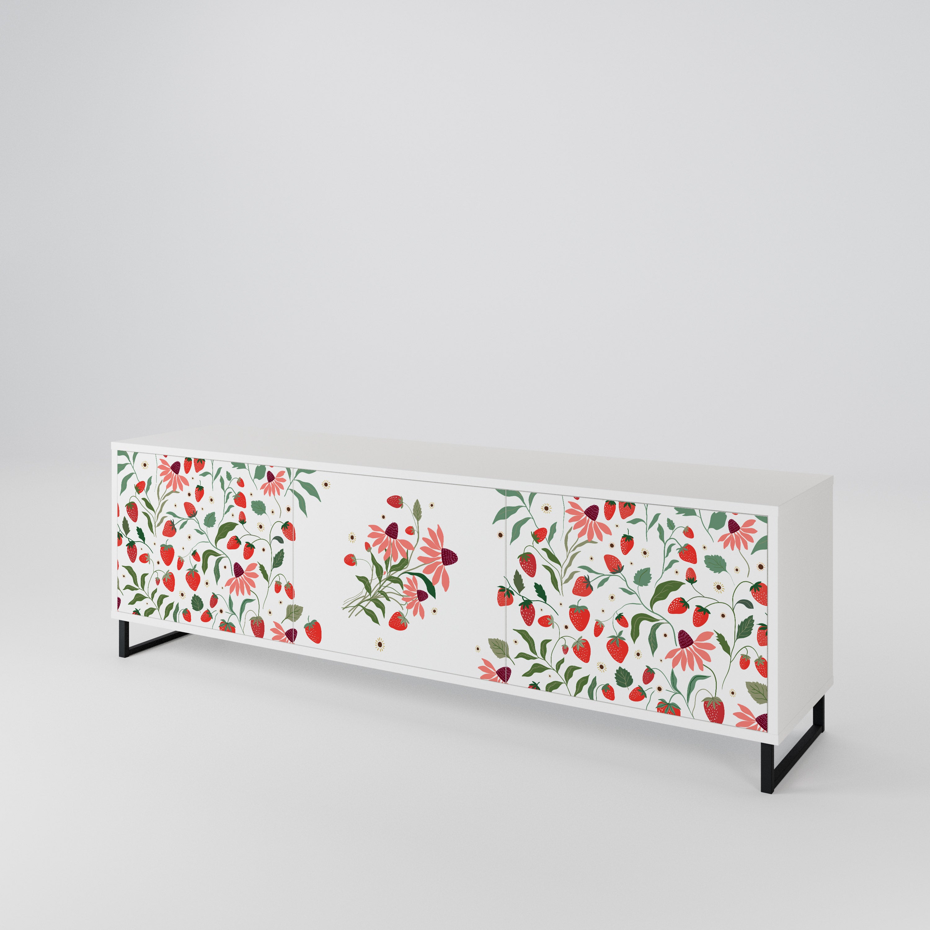 FLOWERS AND STRAWBERRIES Έπιπλο τηλεόρασης 3-θυρών