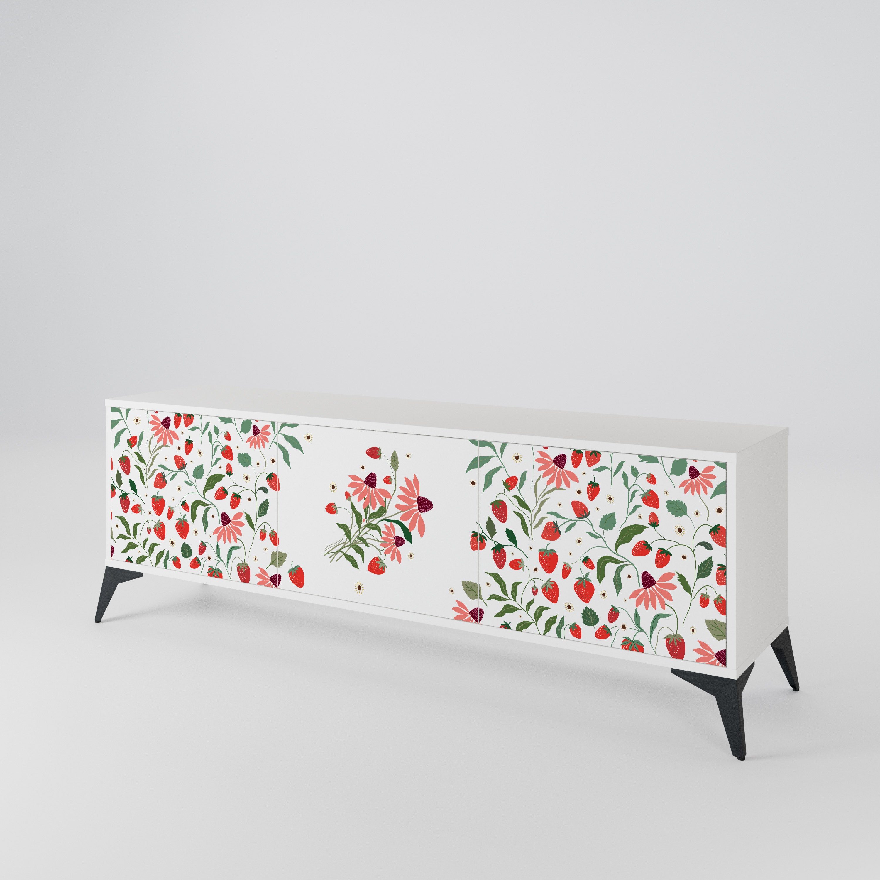 FLOWERS AND STRAWBERRIES Έπιπλο τηλεόρασης 3-θυρών