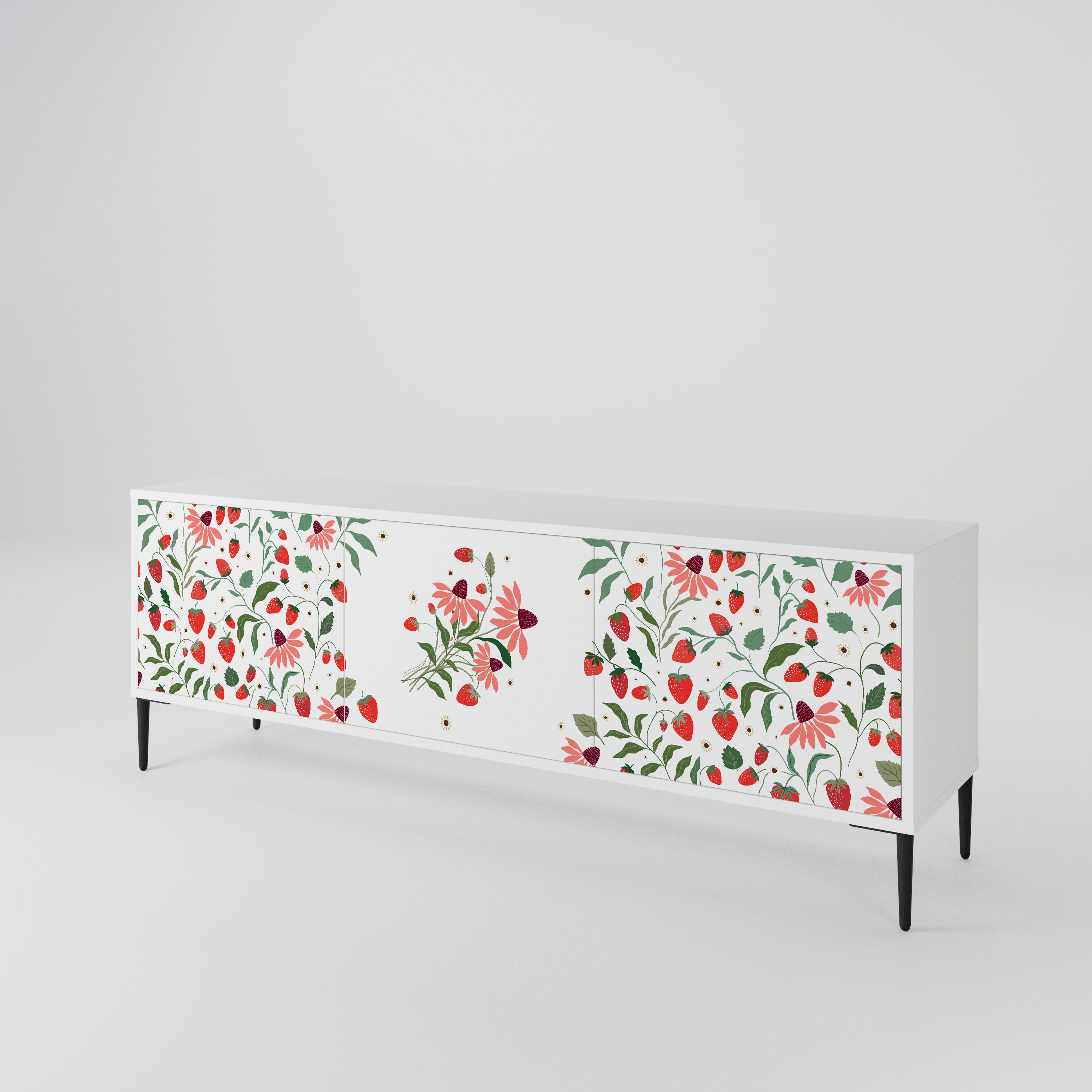 FLOWERS AND STRAWBERRIES Έπιπλο τηλεόρασης 3-θυρών