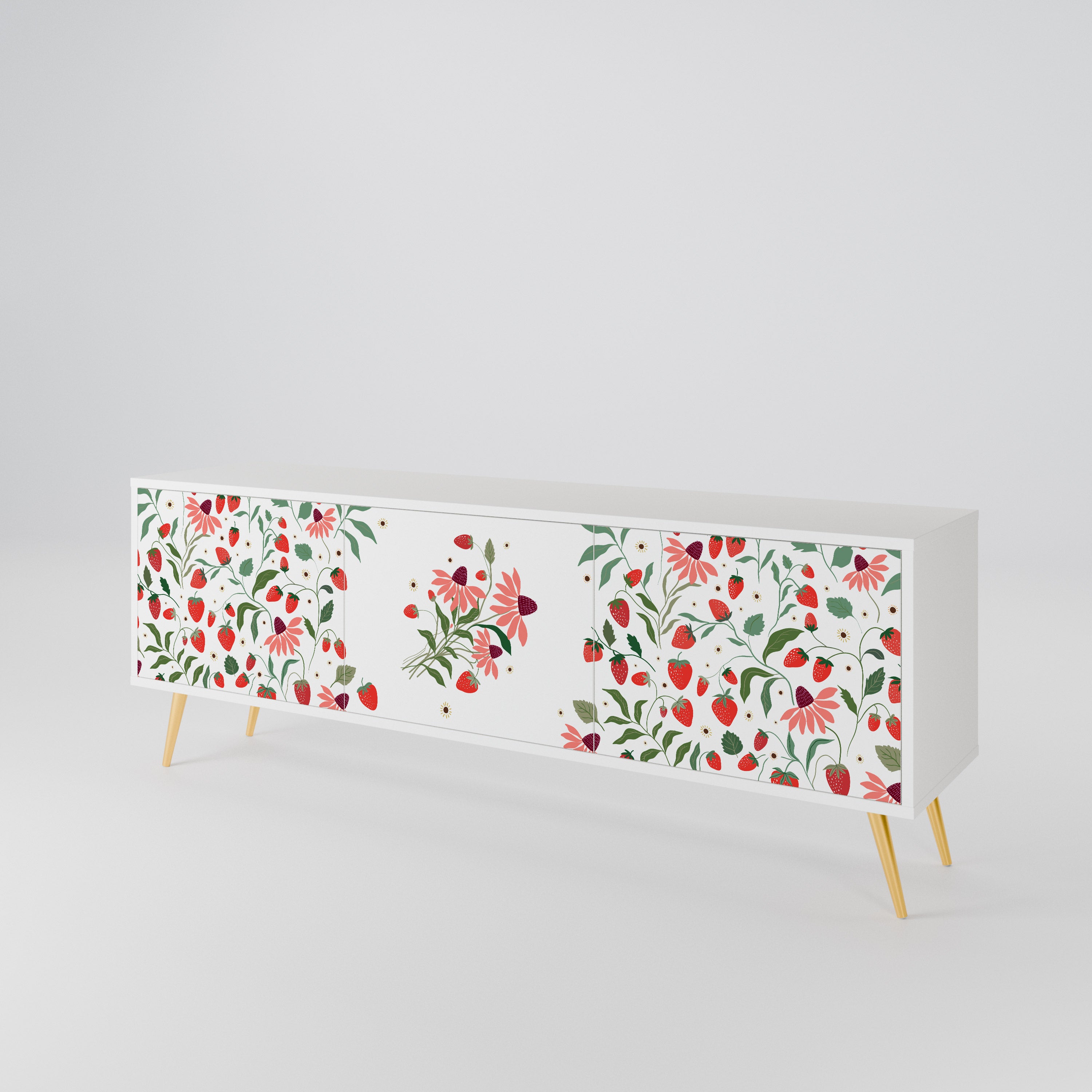 FLOWERS AND STRAWBERRIES Έπιπλο τηλεόρασης 3-θυρών