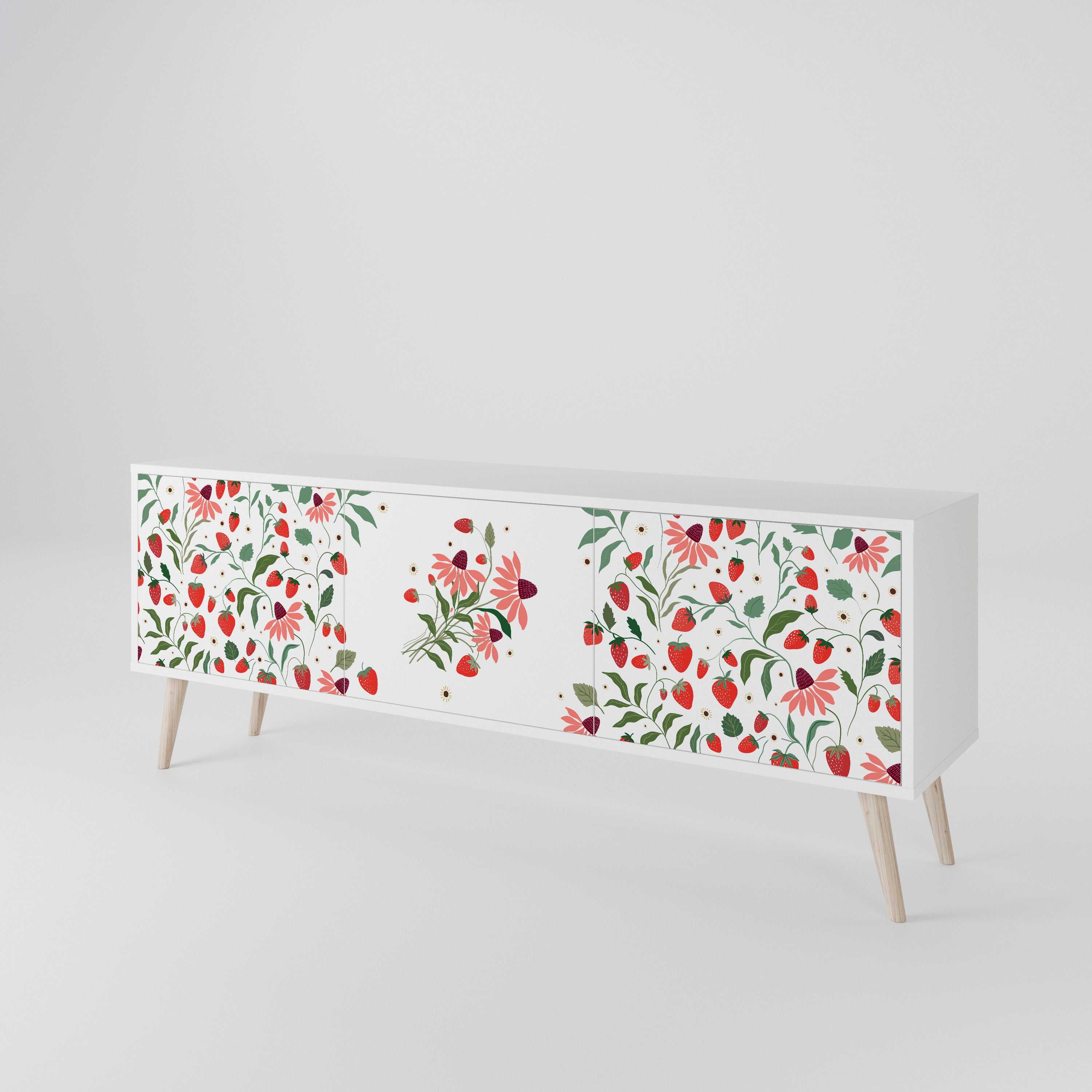 FLOWERS AND STRAWBERRIES Έπιπλο τηλεόρασης 3-θυρών
