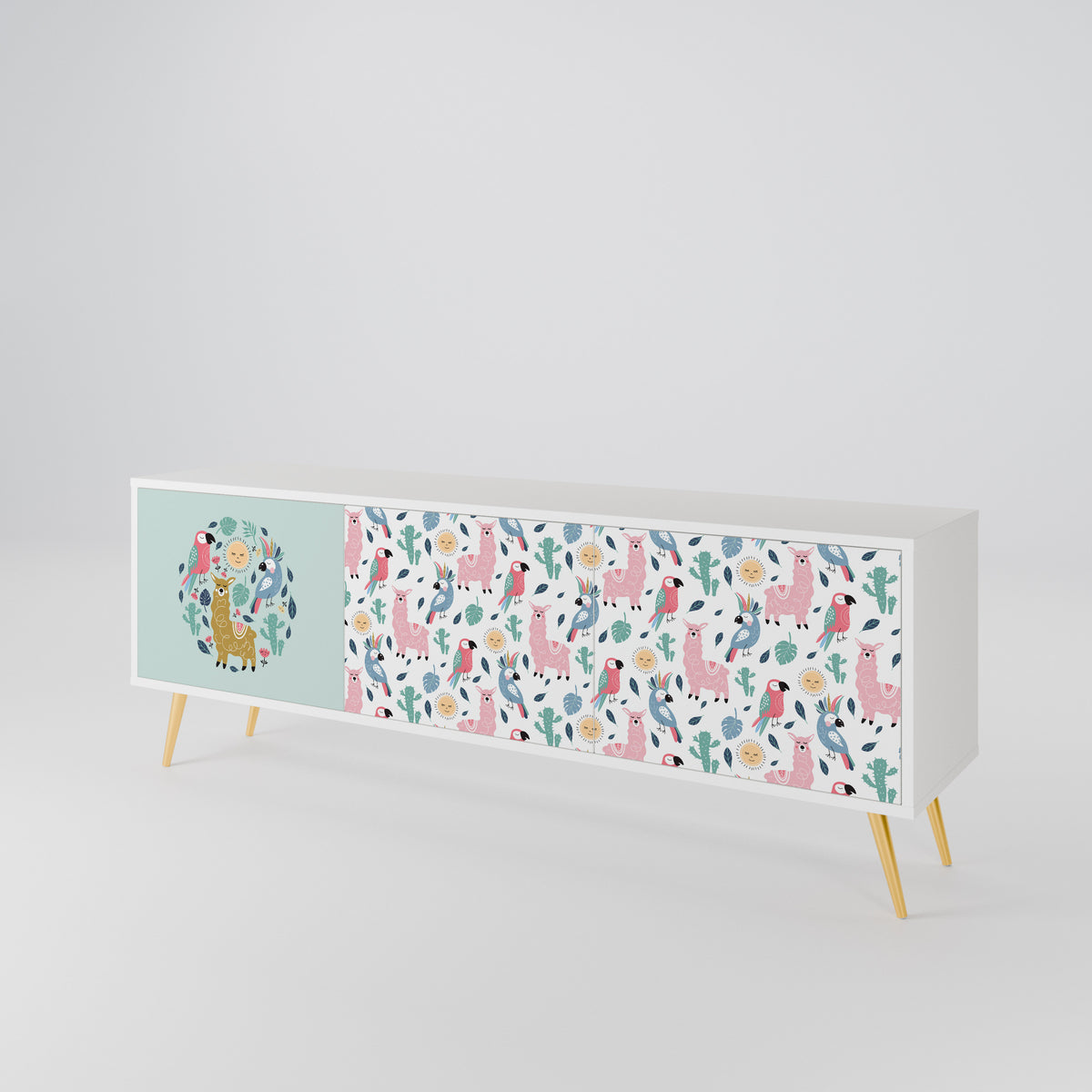 COLORFUL ALPACAS 3-Door TV Cabinet