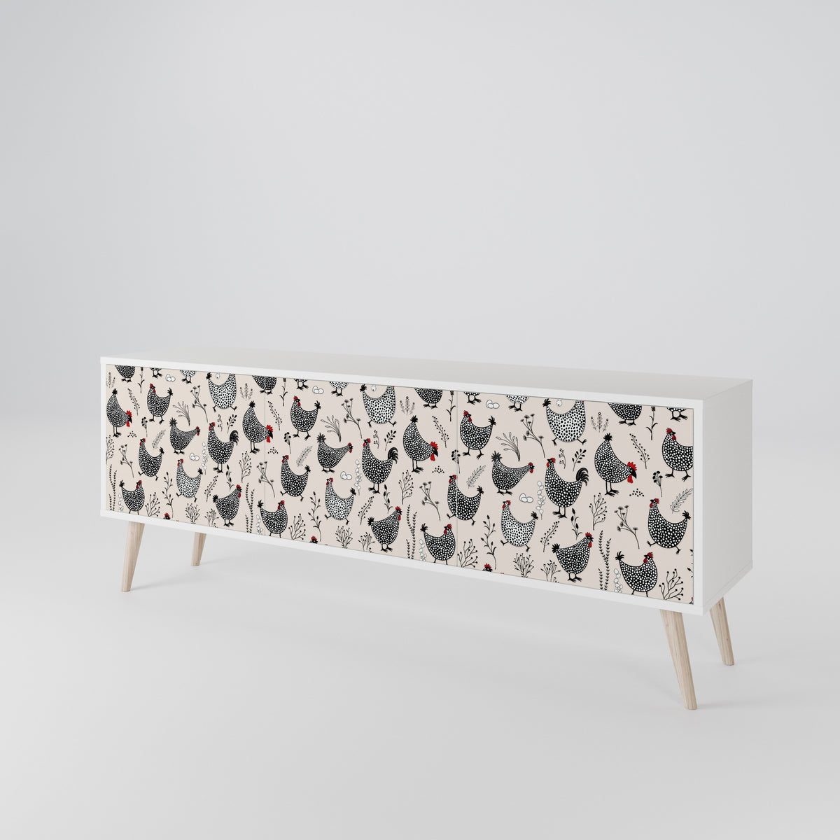 HAPPY HENS 3-Door TV Cabinet