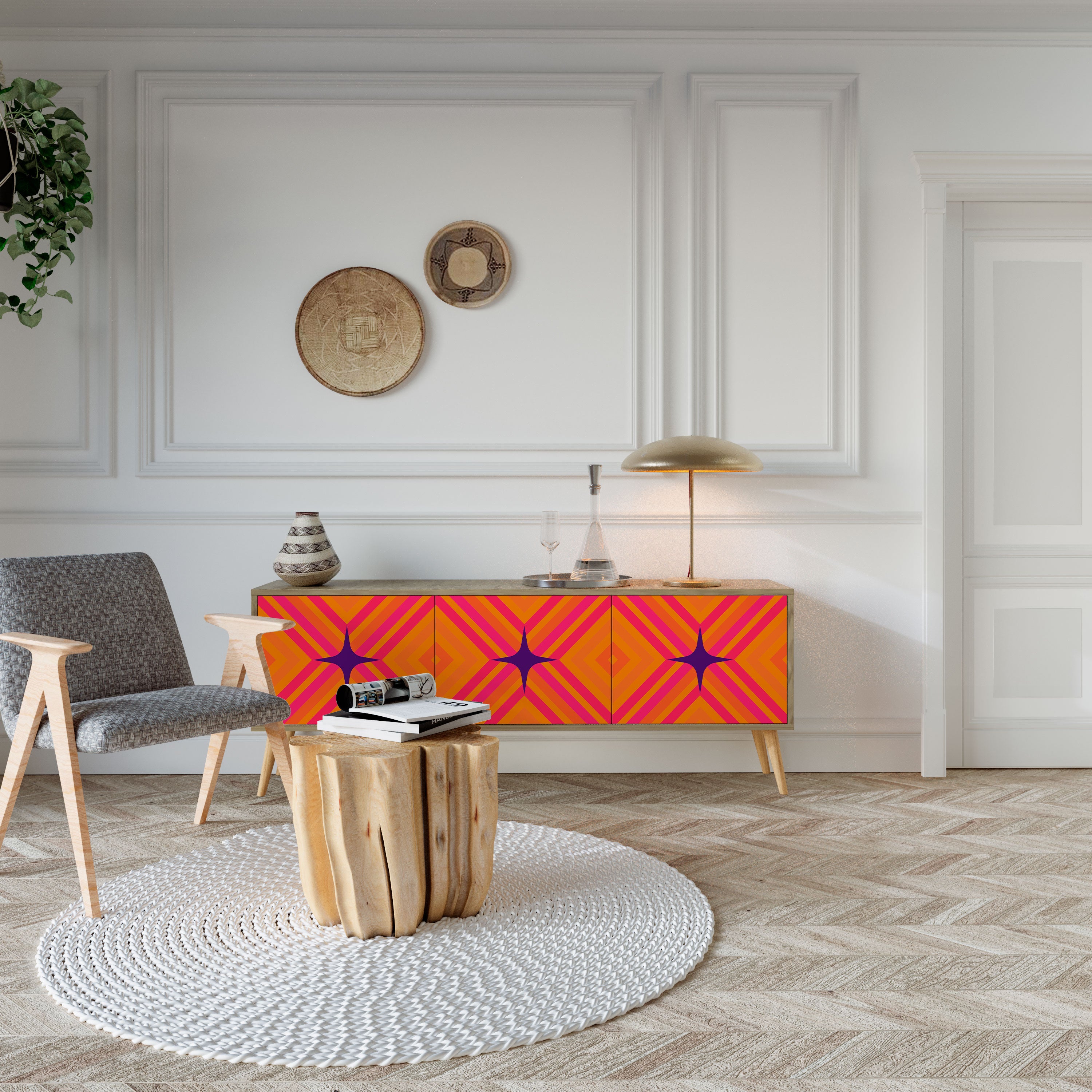 GEOMETRIC BRILLIANCE 3-Door TV Cabinet