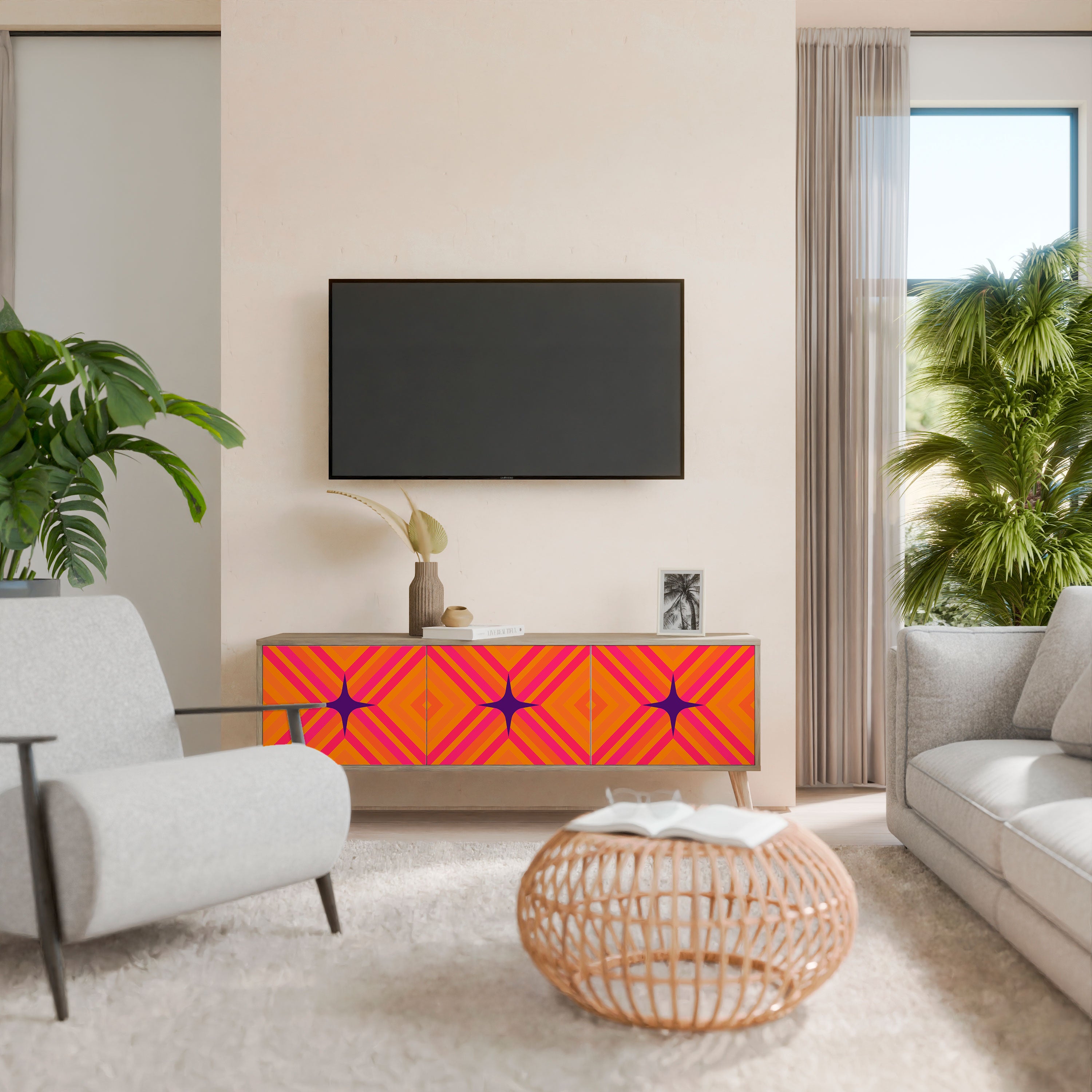 GEOMETRIC BRILLIANCE 3-Door TV Cabinet