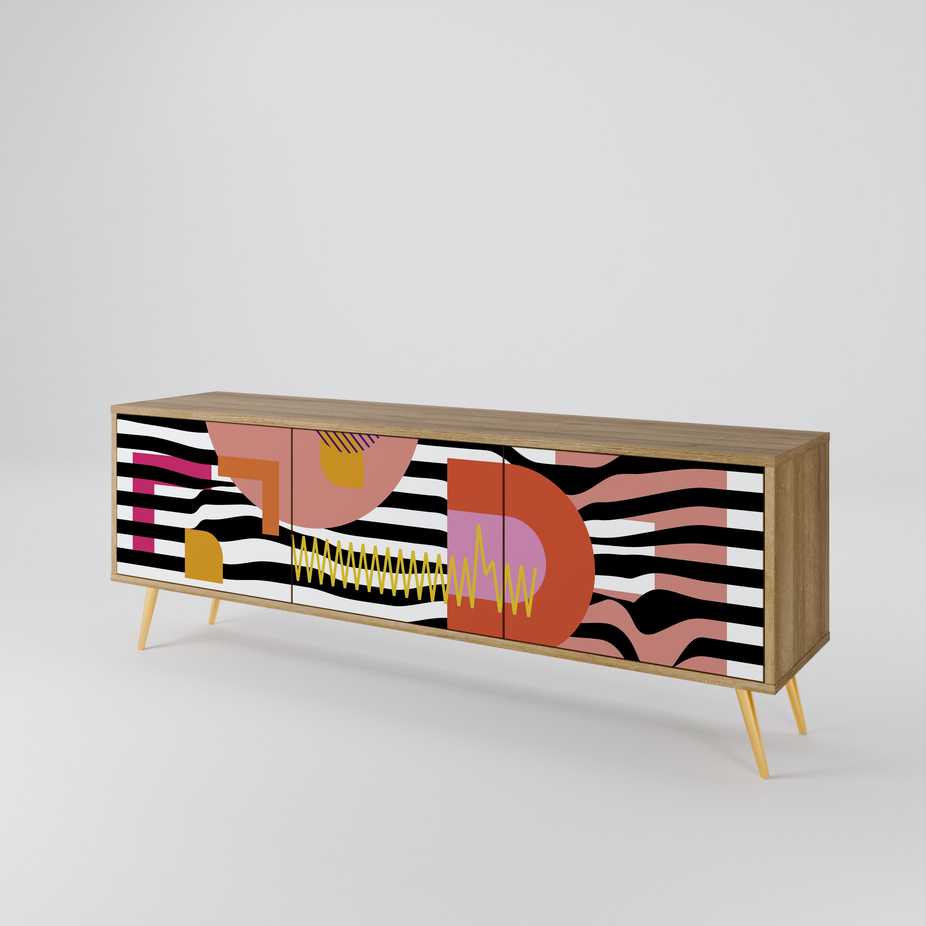 CHROMATIC ABSTRACT 3-Door TV Cabinet