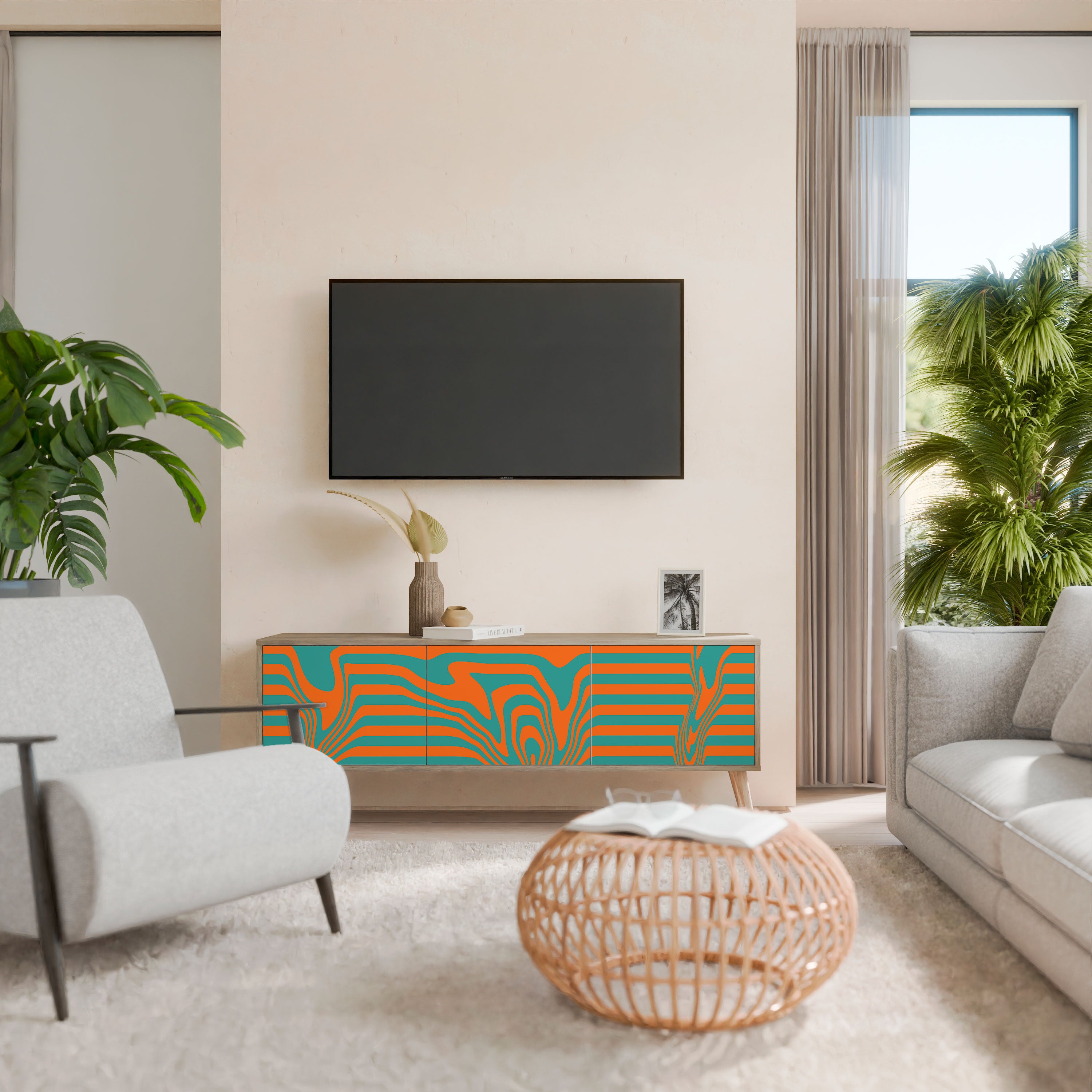 LINE COLLAPSE 3-Door TV Cabinet