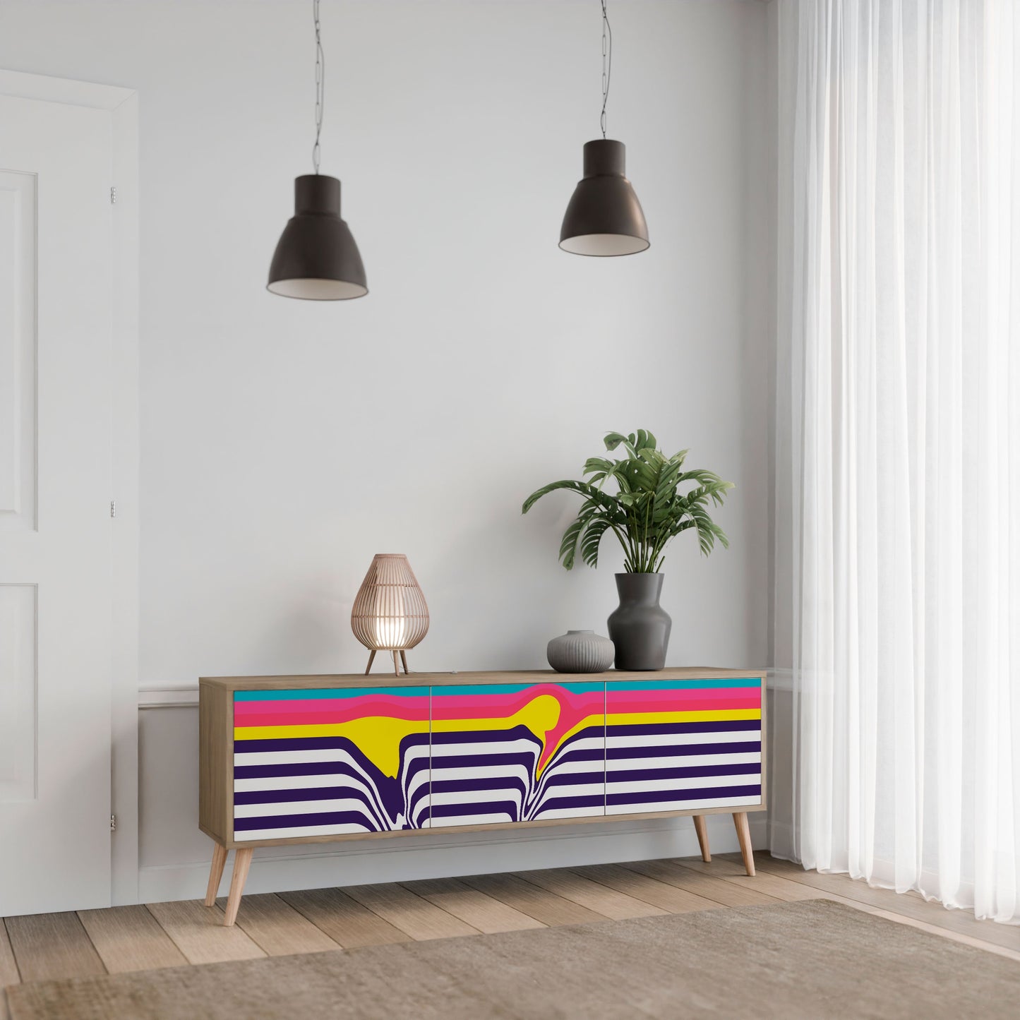 Mobile TV a 3 ante COLORFUL DIVERSION in effetto rovere