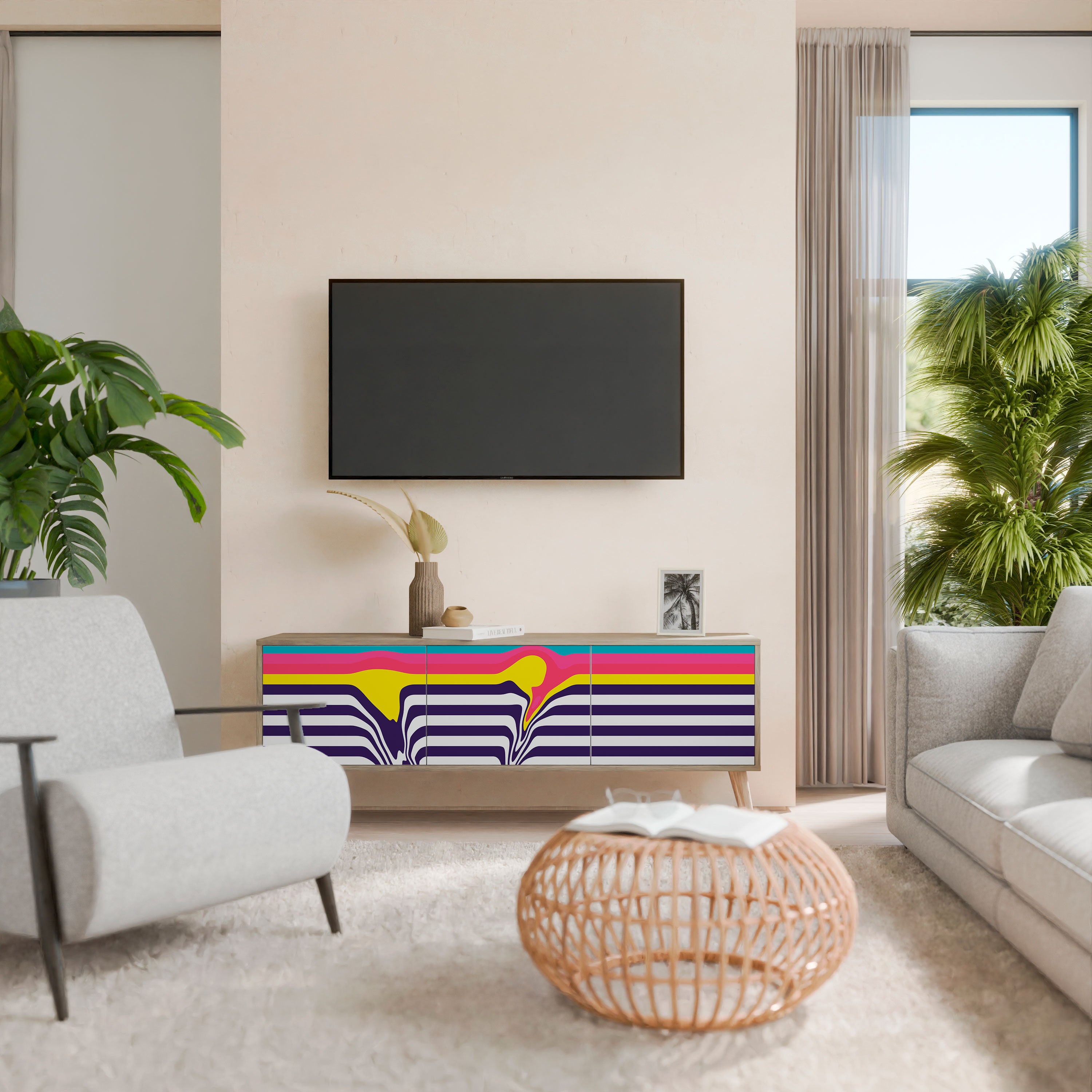 COLORFUL DIVERSION 3-Door TV Cabinet