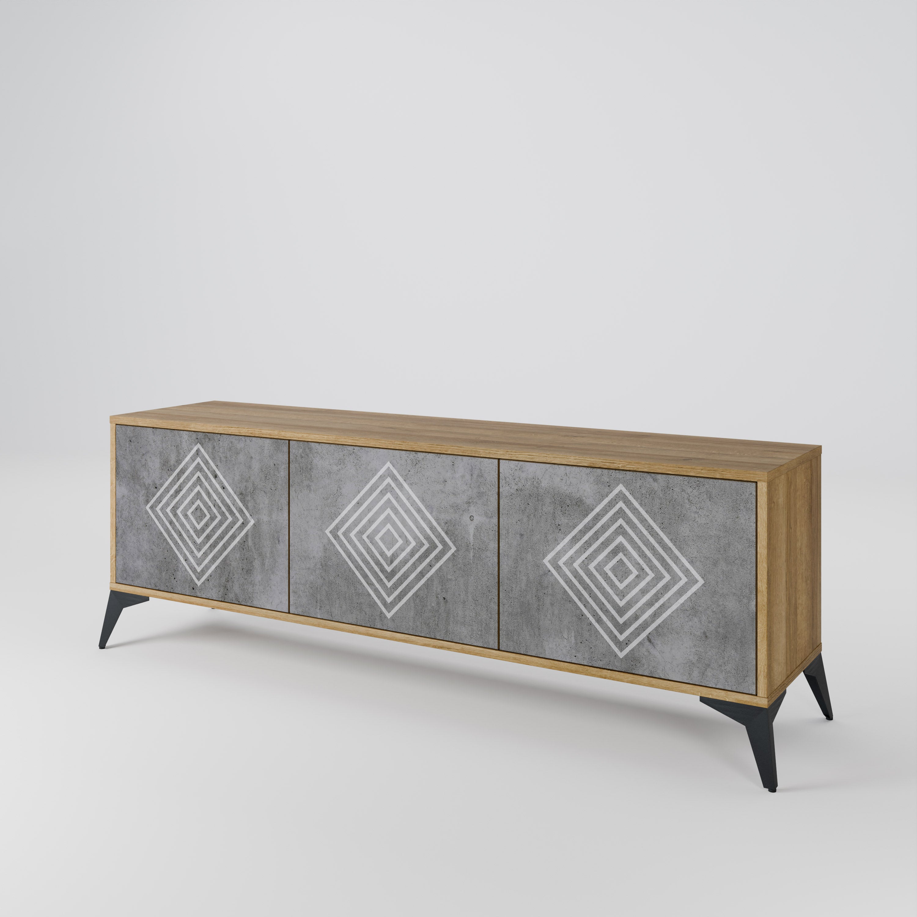 POLYGONAL ARTISTRY 3-Door TV Cabinet