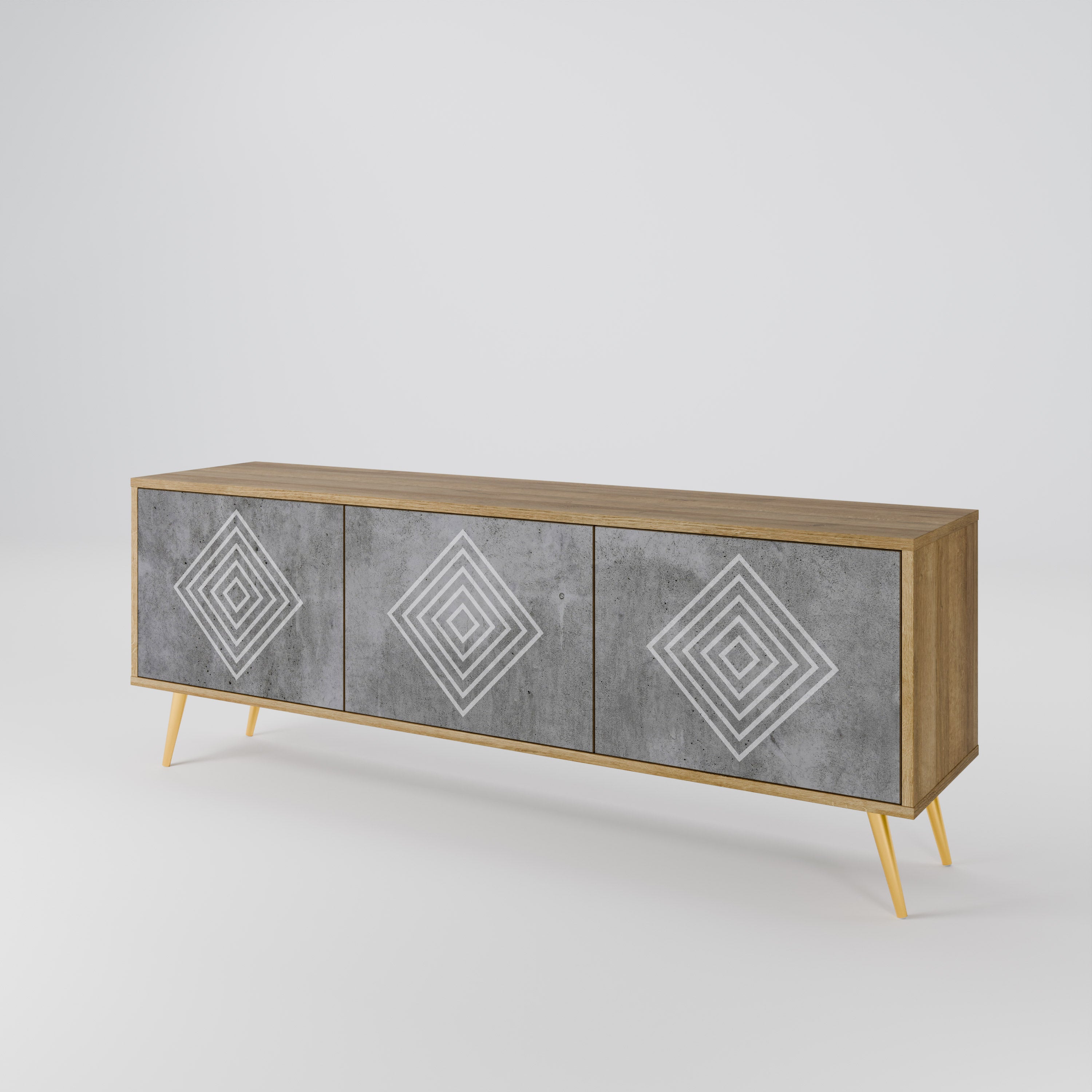 POLYGONAL ARTISTRY 3-Door TV Cabinet