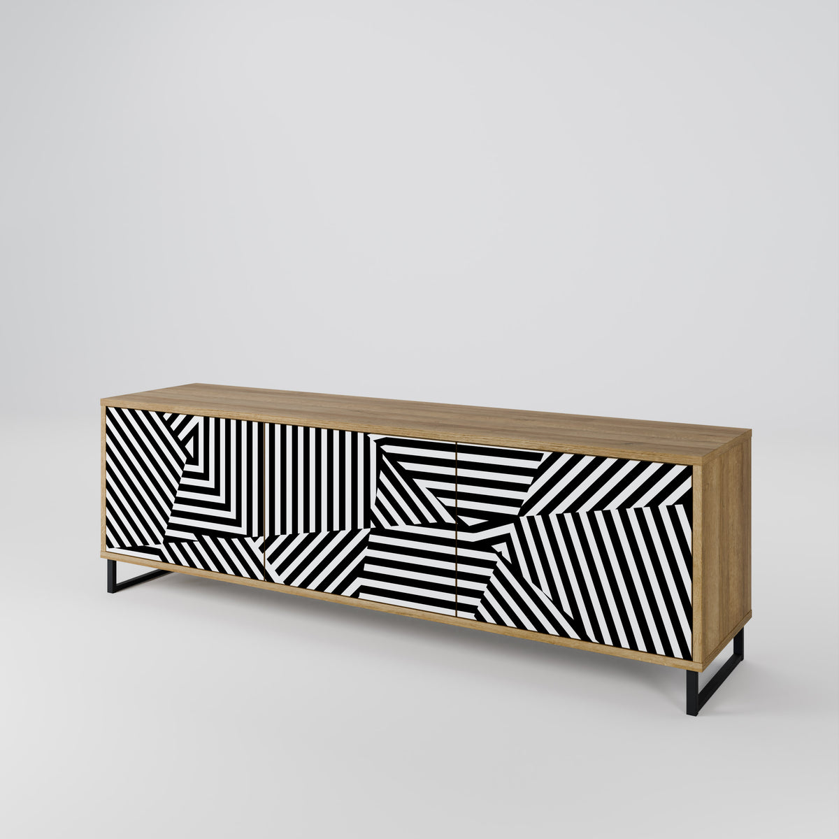 ILLUSIONARY LATTICE Třídveřový TV stolek