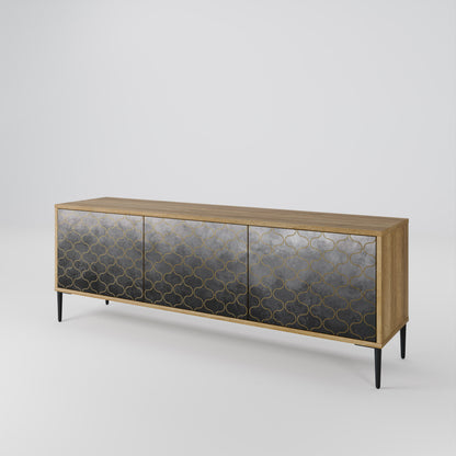 TESSELATED GRAYISH 3-Door TV Cabinet