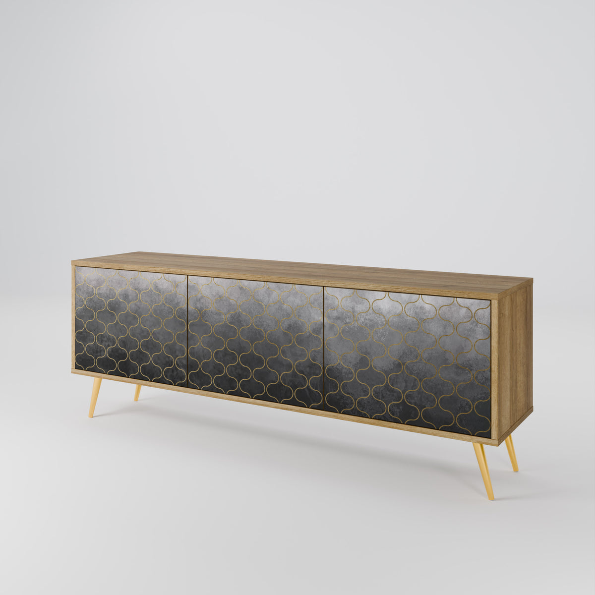 TESSELATED GRAYISH 3-Door TV Cabinet