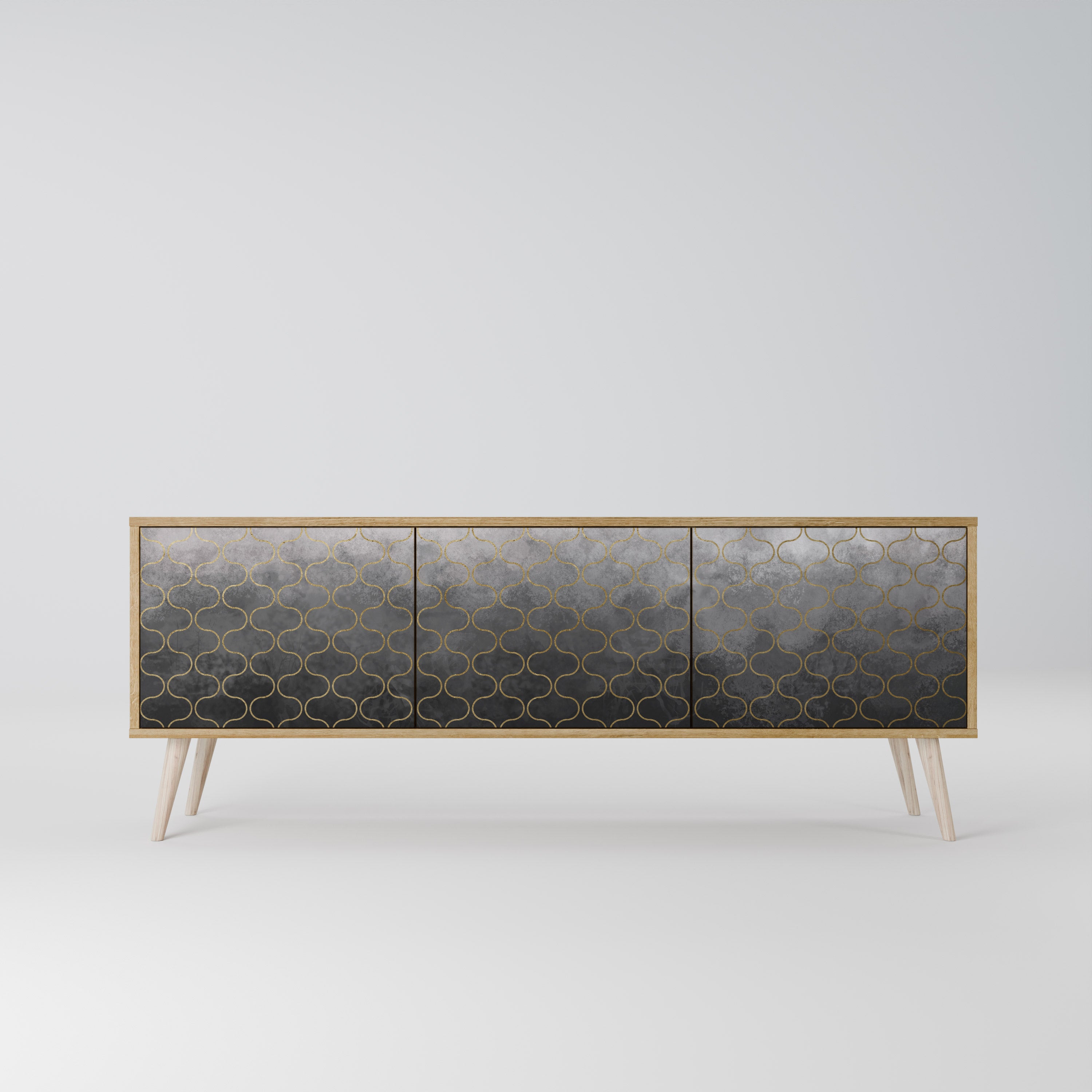TESSELATED GRAYISH 3-Door TV Cabinet