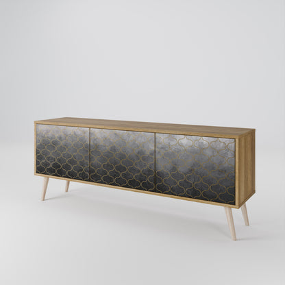 TESSELATED GRAYISH 3-Door TV Cabinet
