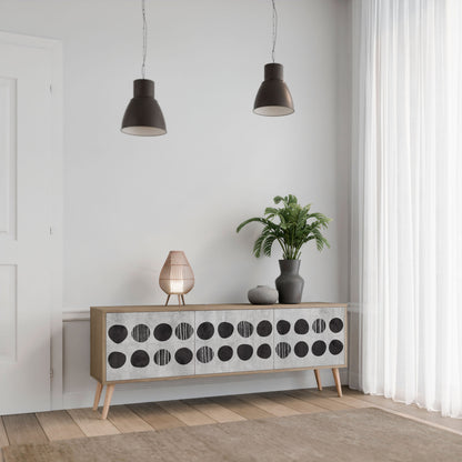 GHOSTLY GRADIENTS 3-Door TV Stand in Oak Effect