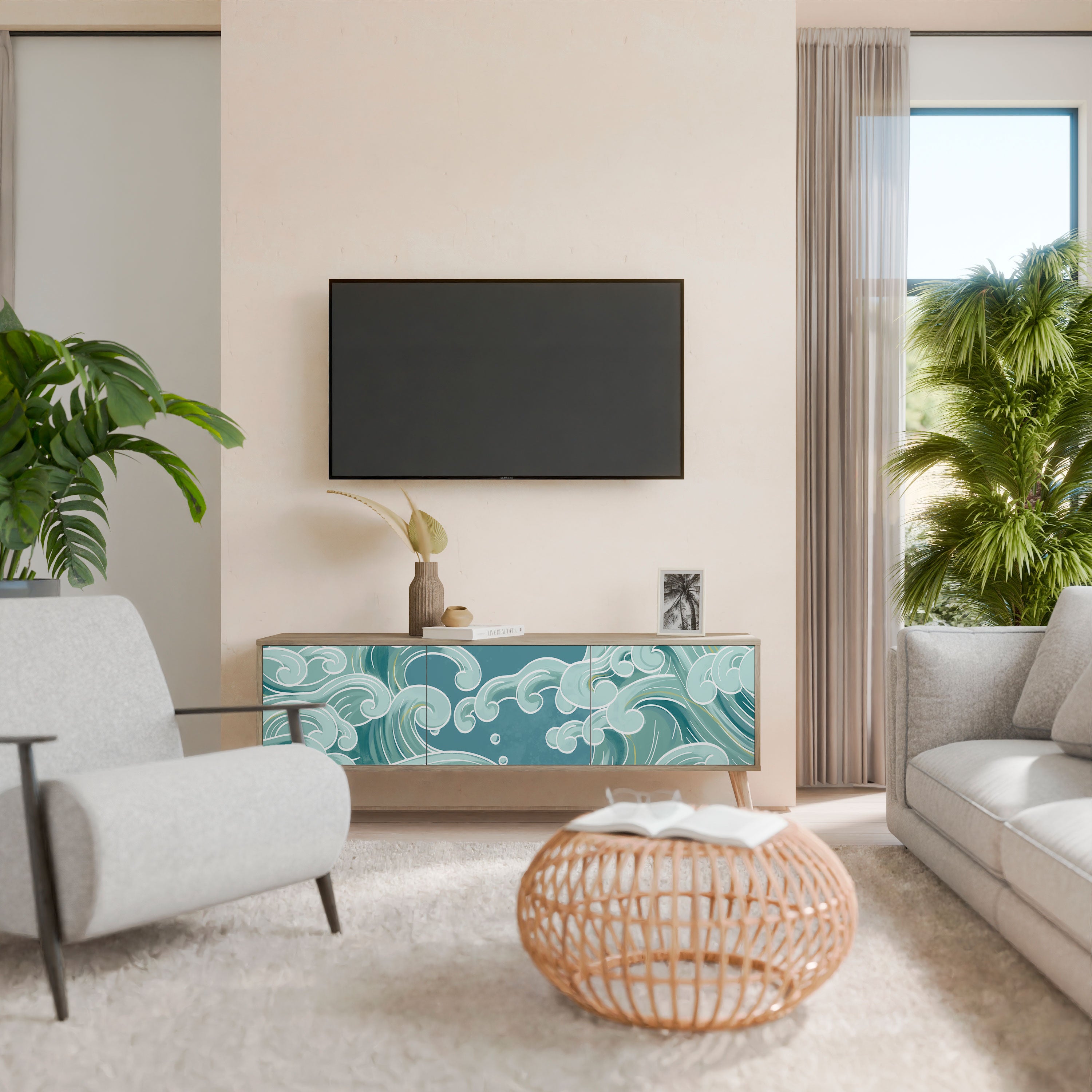 ASIAN SWAY 3-Door TV Cabinet