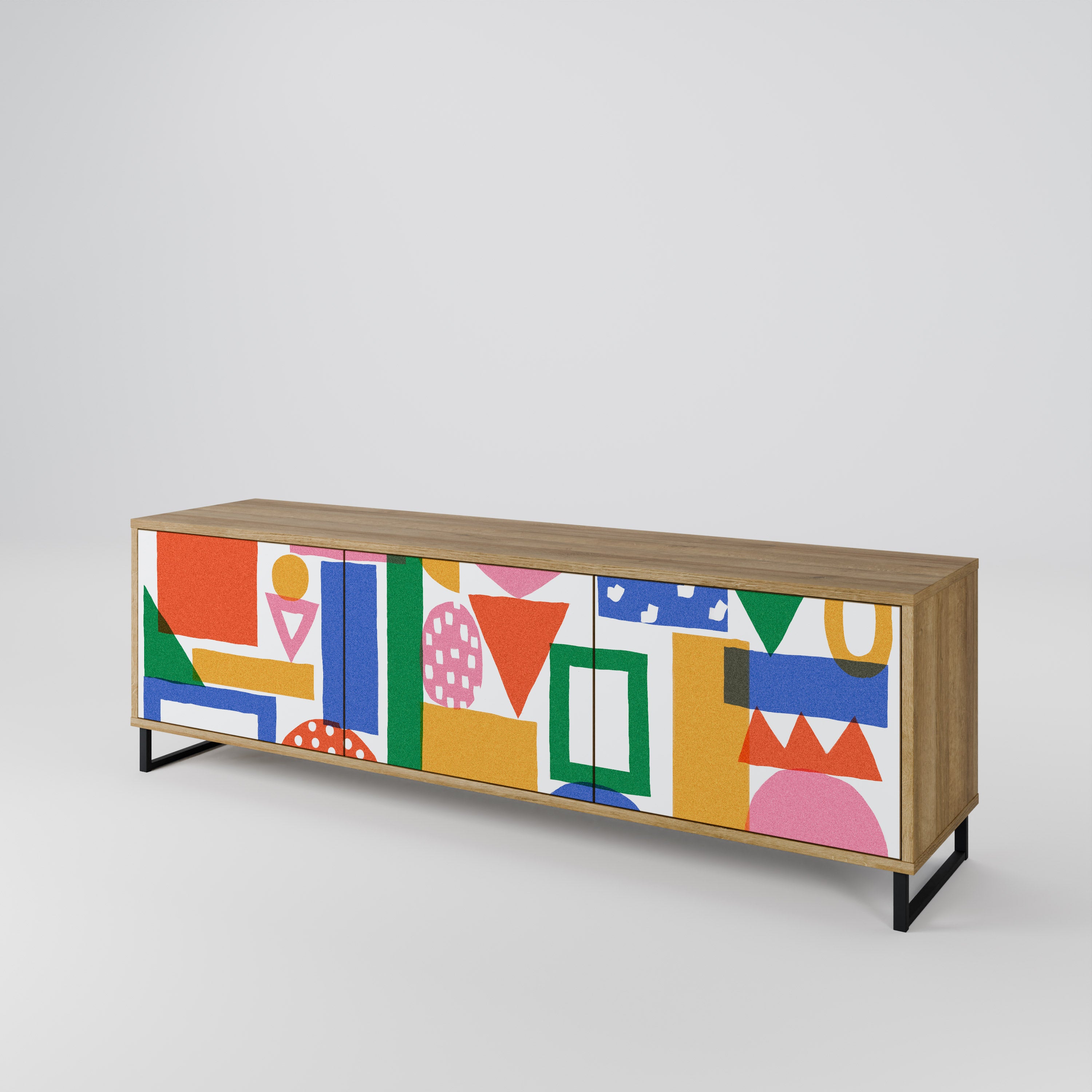 GEOMETRIC GLIMMER TV-bänk med 3 dörrar