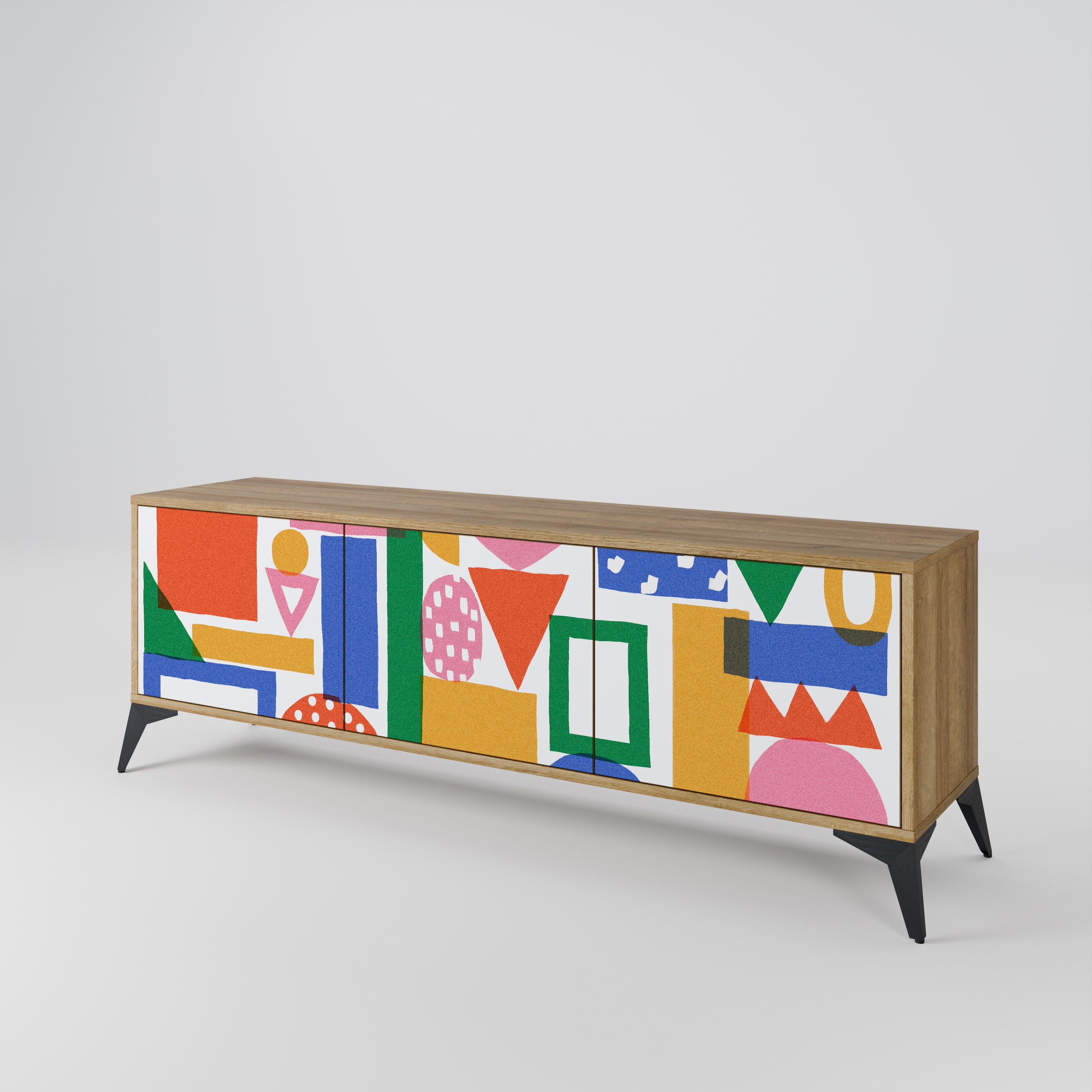GEOMETRIC GLIMMER TV-bänk med 3 dörrar