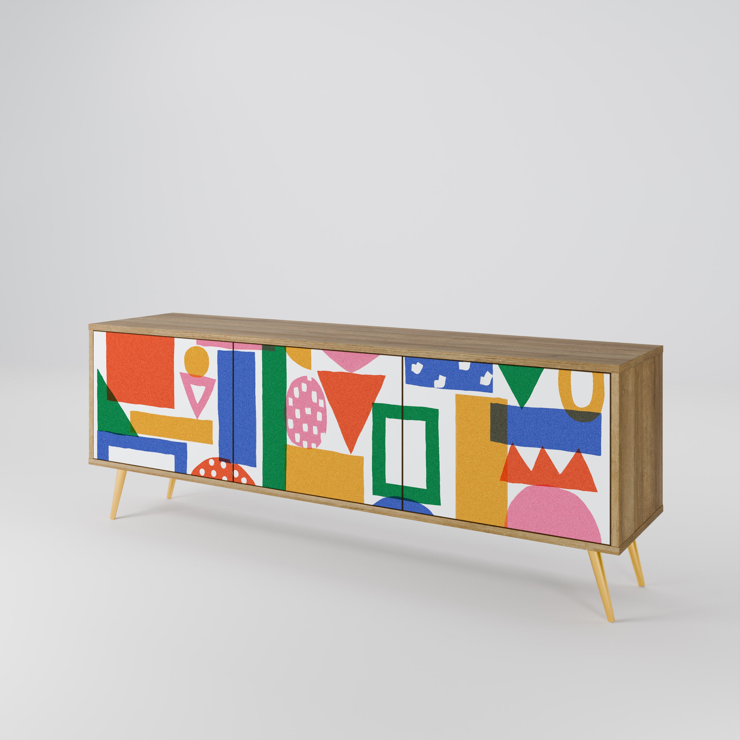 GEOMETRIC GLIMMER TV-bänk med 3 dörrar
