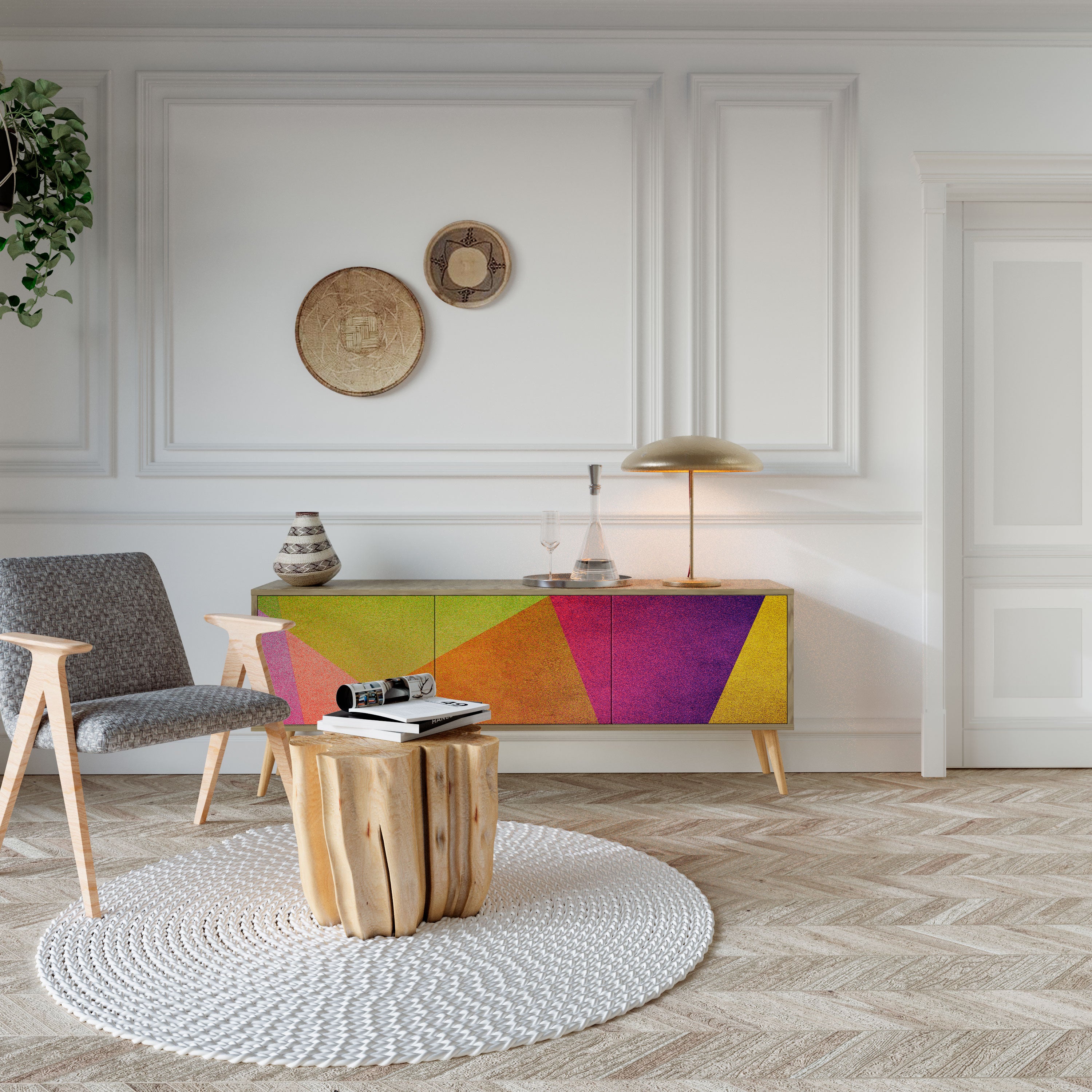 VIVID GEOMETRY TV-bänk med 3 dörrar